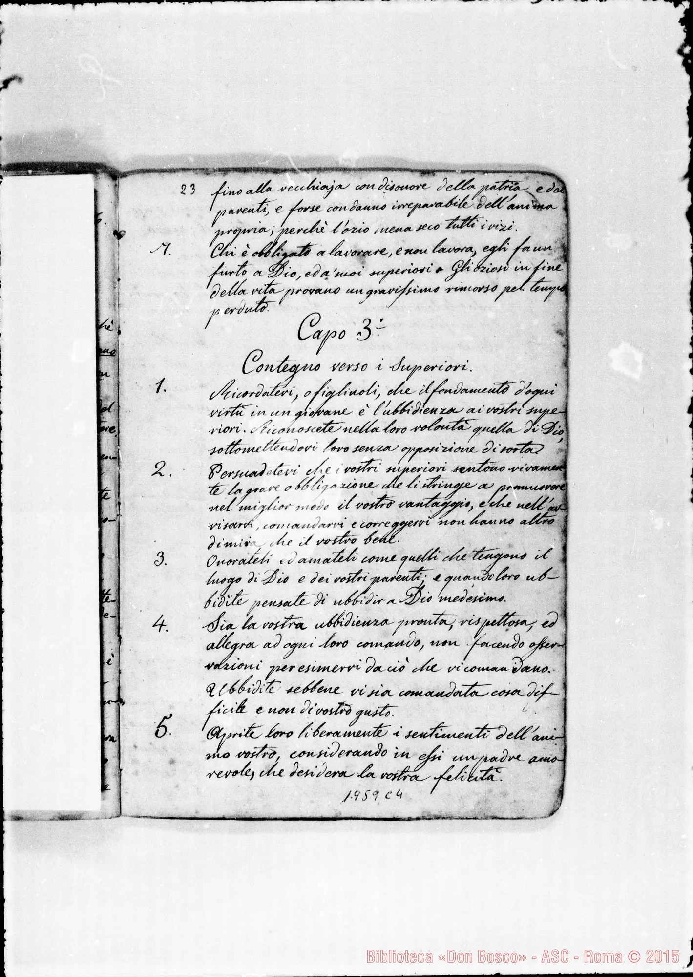 Fotogramma C 4 — Piano di Regolamento. (1855). Ms. Rua E altri, E anche correz. e aggiunte autogr. Bosco