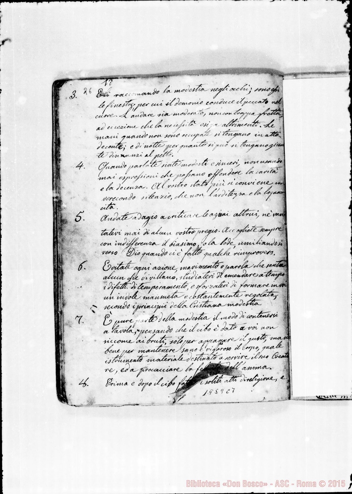 Fotogramma C 7 — Piano di Regolamento. (1855). Ms. Rua E altri, E anche correz. e aggiunte autogr. Bosco