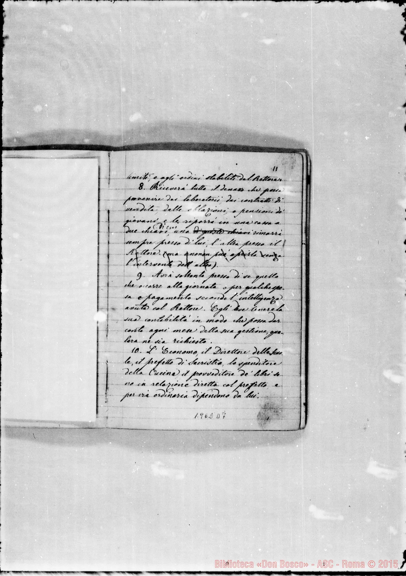 Fotogramma D 7 — Regolamento della Casa di S. Frco. di Sales. Ms. con correz. autogr. Bosco