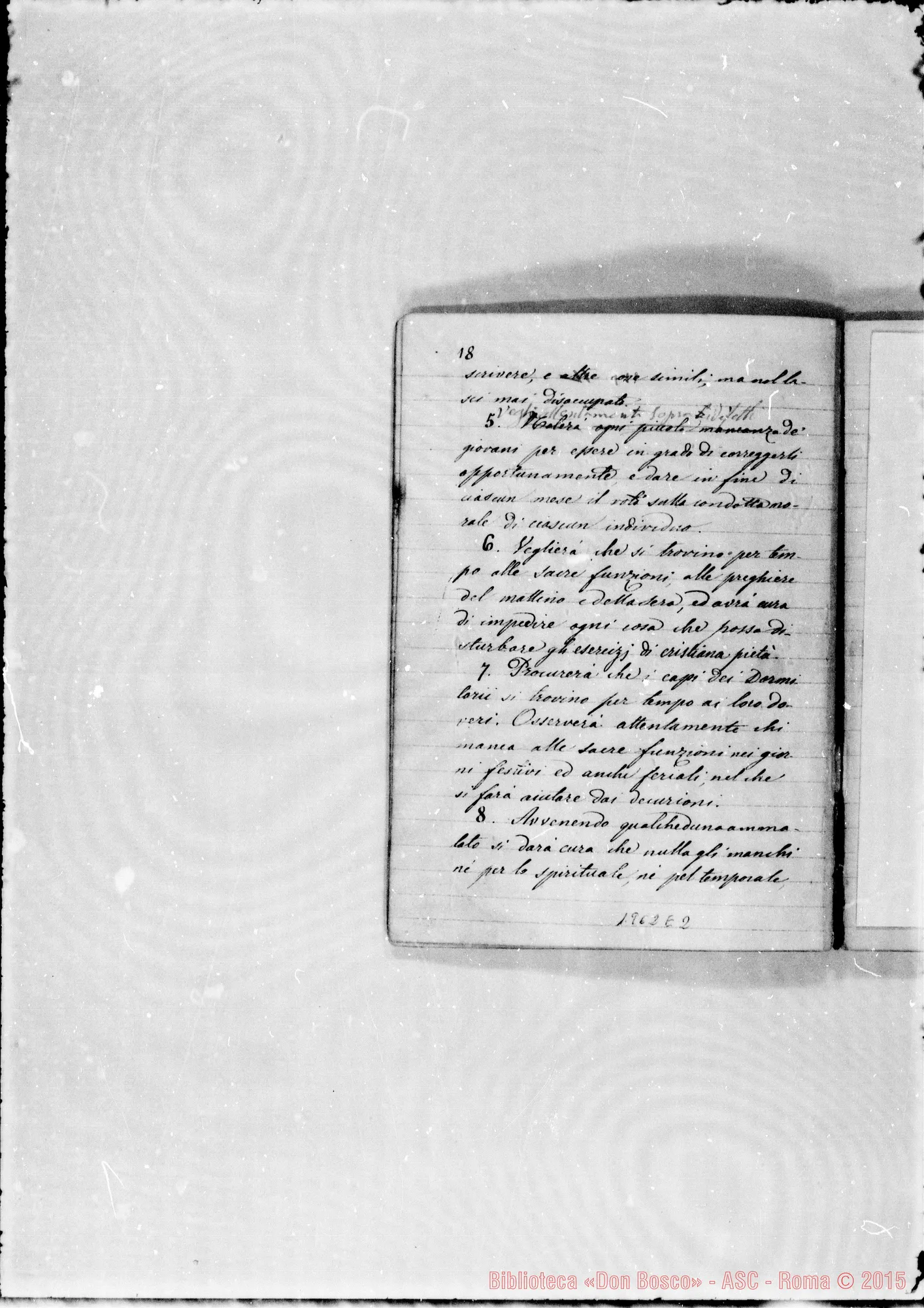 Fotogramma E 2 — Regolamento della Casa di S. Frco. di Sales. Ms. con correz. autogr. Bosco