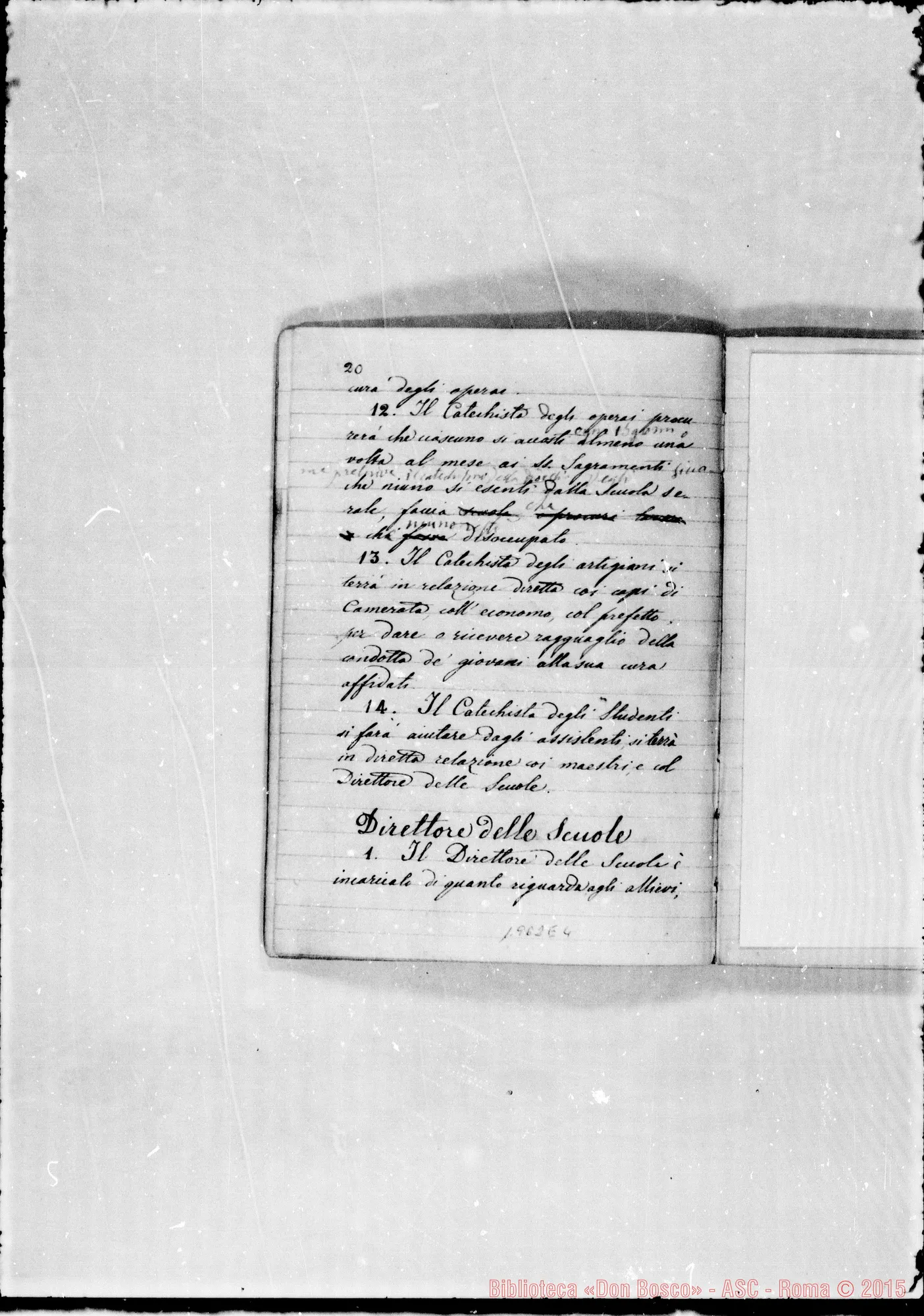 Fotogramma E 4 — Regolamento della Casa di S. Frco. di Sales. Ms. con correz. autogr. Bosco