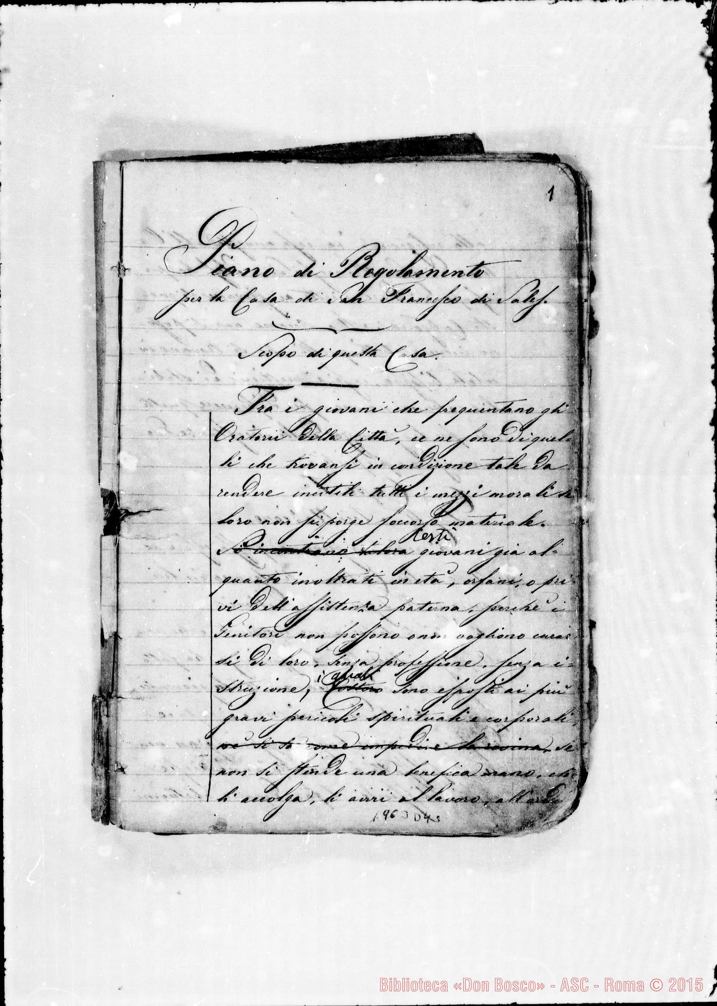 Fotogramma D 4 — Regolamento della casa annessa. Quaderno ms.