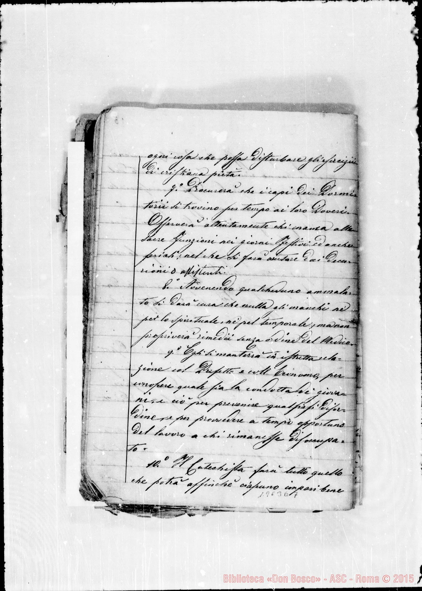 Fotogramma E 7 — Regolamento della casa annessa. Quaderno ms.