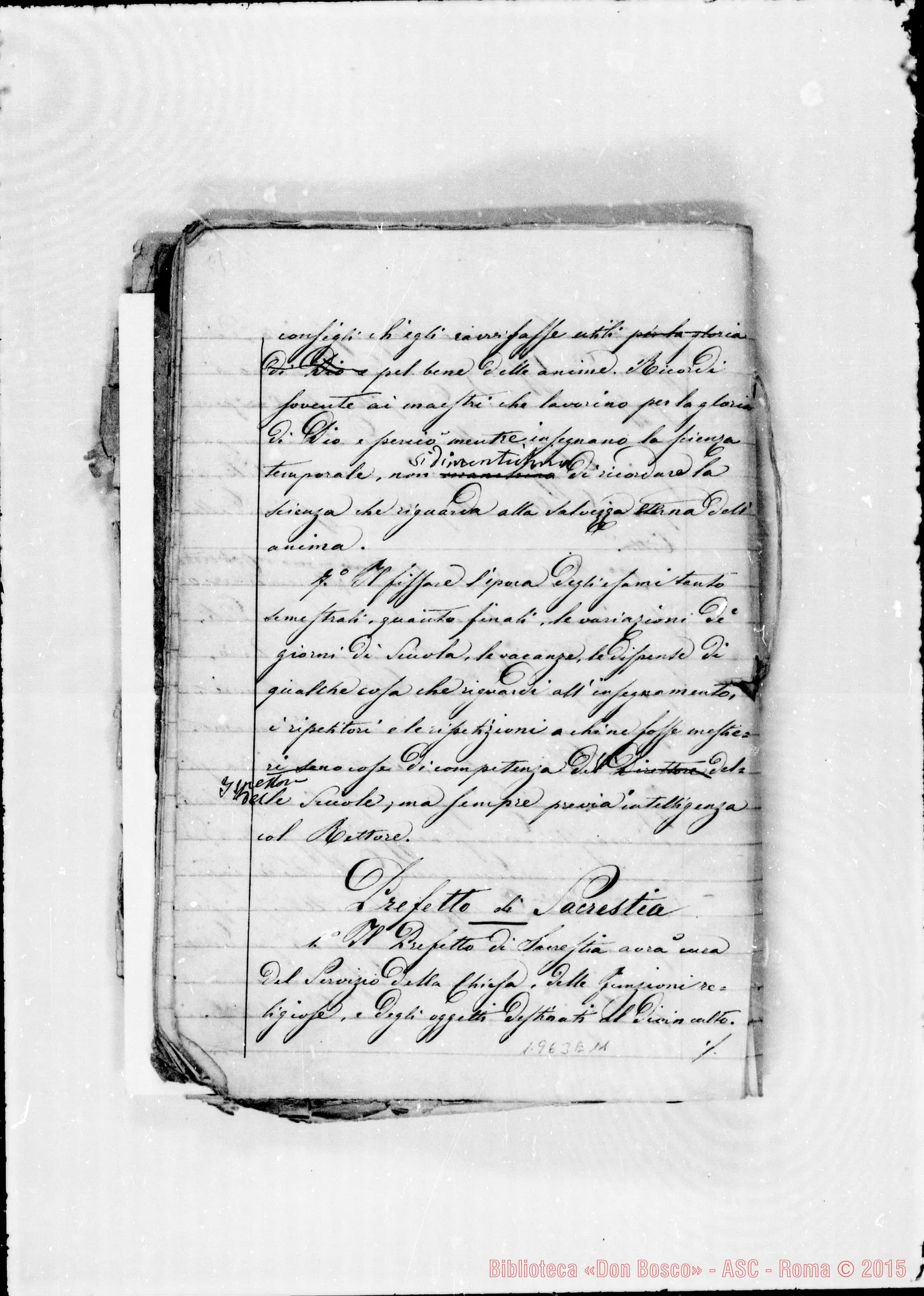 Fotogramma E 11 — Regolamento della casa annessa. Quaderno ms.