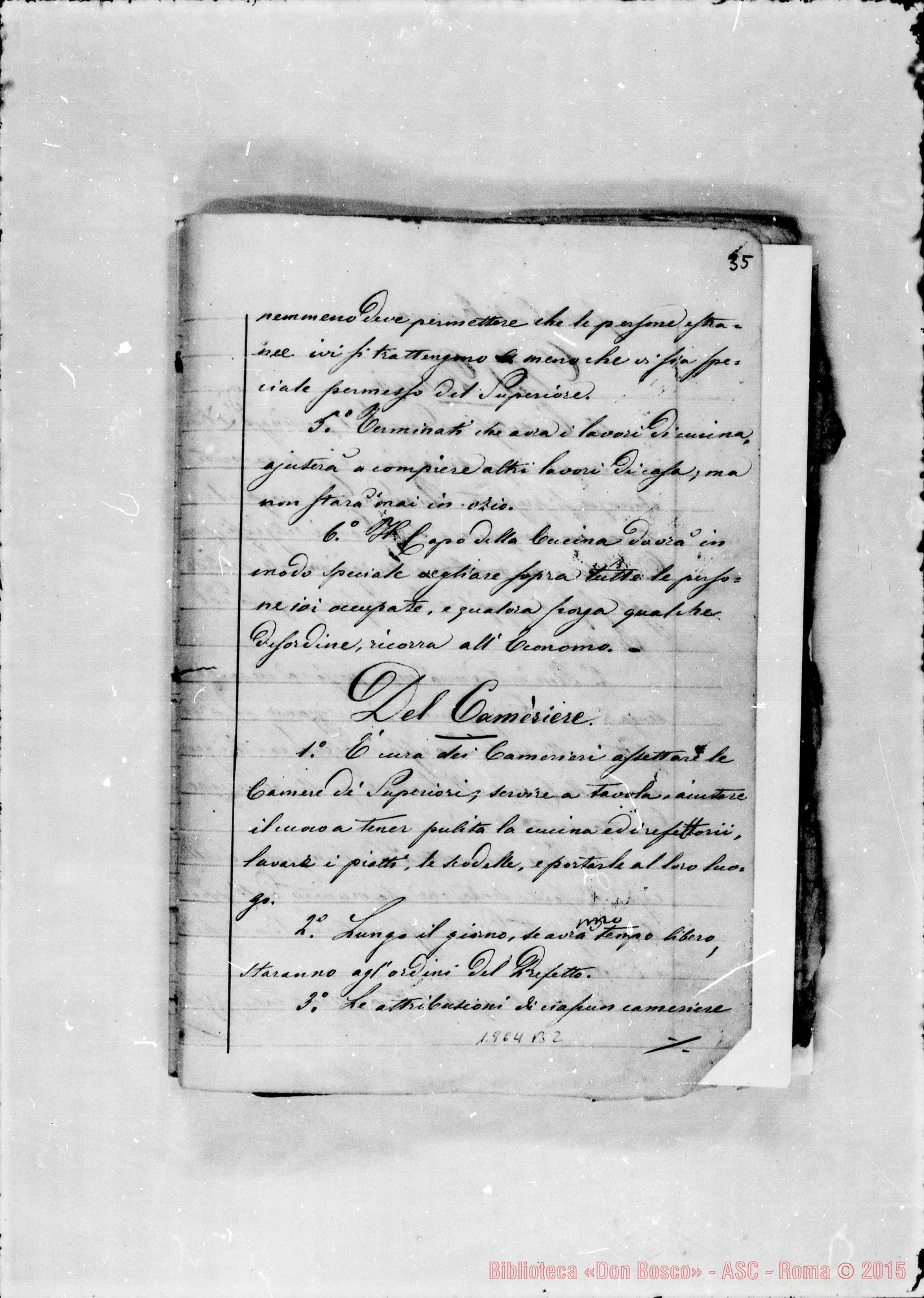 Fotogramma B 2 — Regolamento della casa annessa. Quaderno ms.