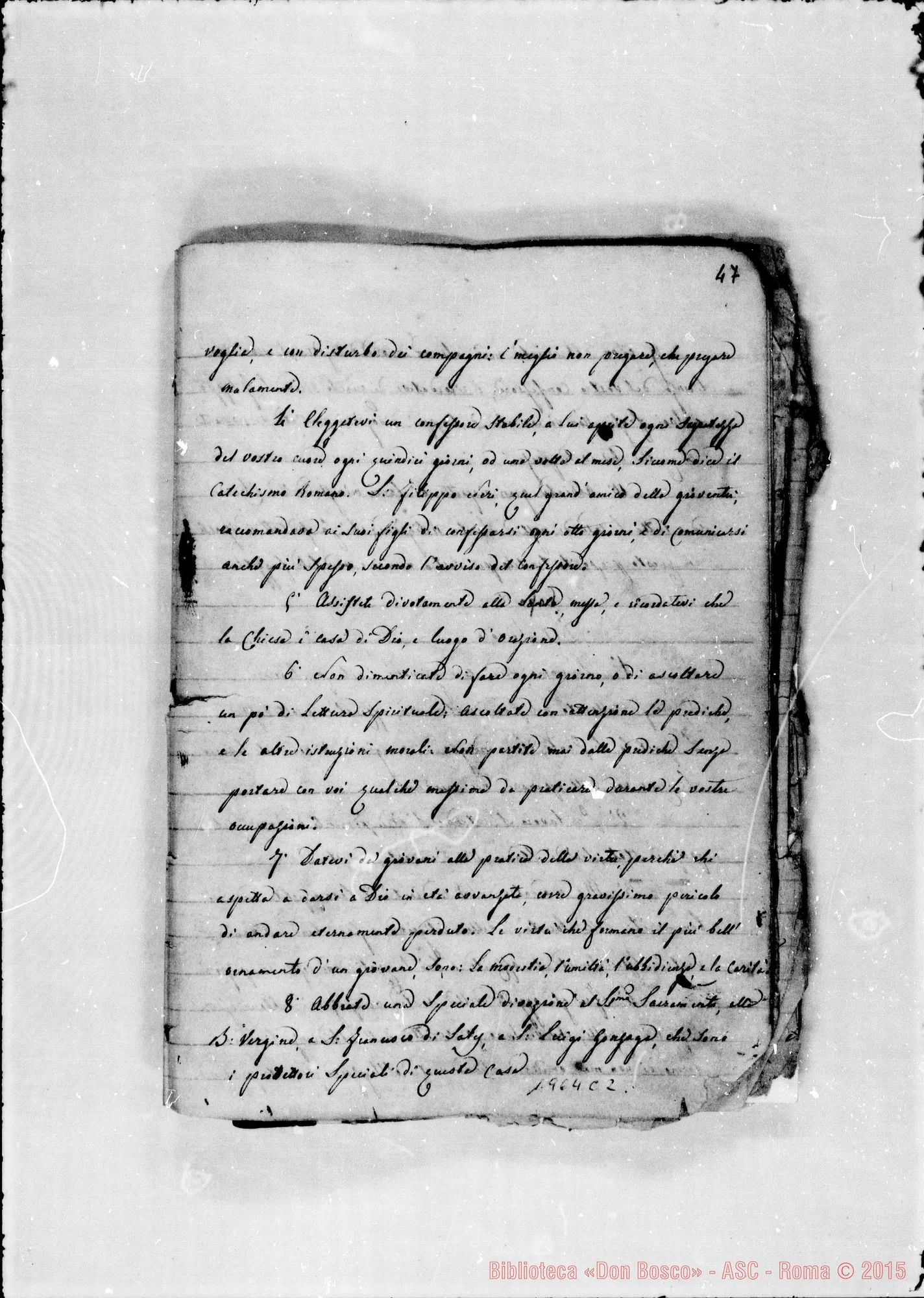 Fotogramma C 2 — Regolamento della casa annessa. Quaderno ms.