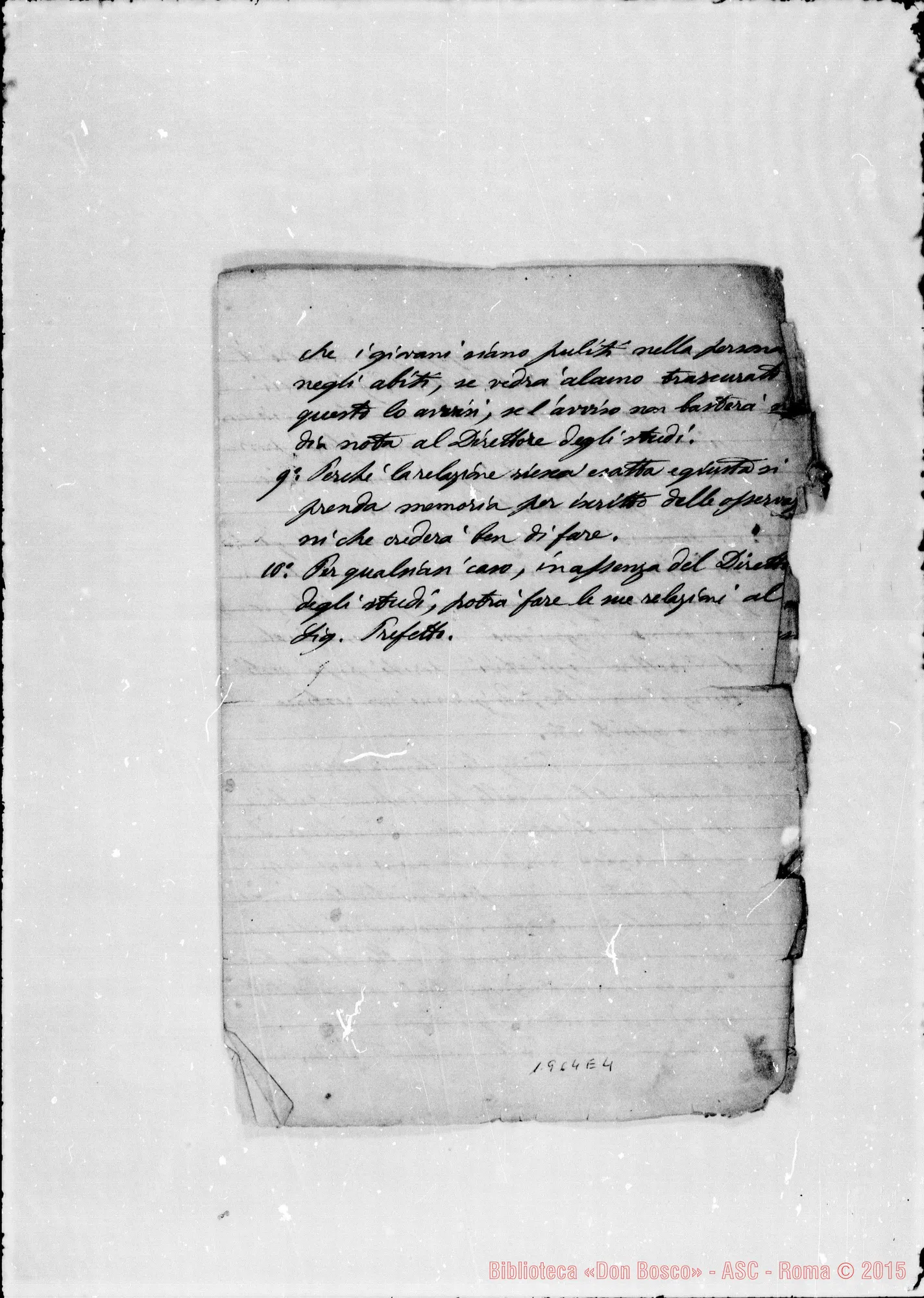 Fotogramma E 4 — Regolamento della casa annessa. Quaderno ms.