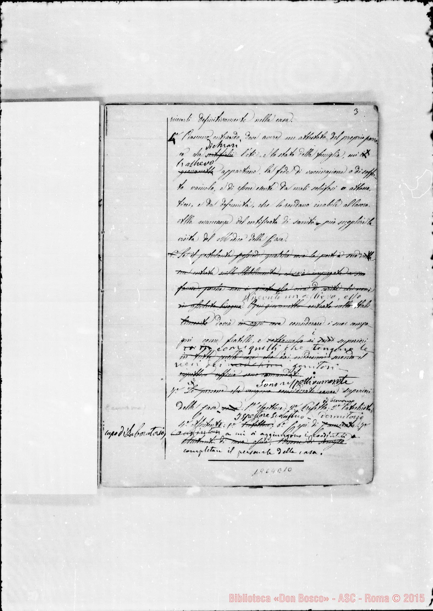 Fotogramma E 10 — Regolamento: Quaderno ms. con correz. E aggiunte autogr. Bosco