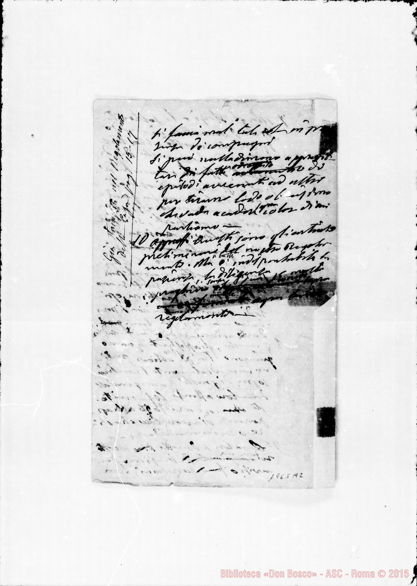 Fotogramma A 2 — Regolamento: Quaderno ms. con correz. E aggiunte autogr. Bosco