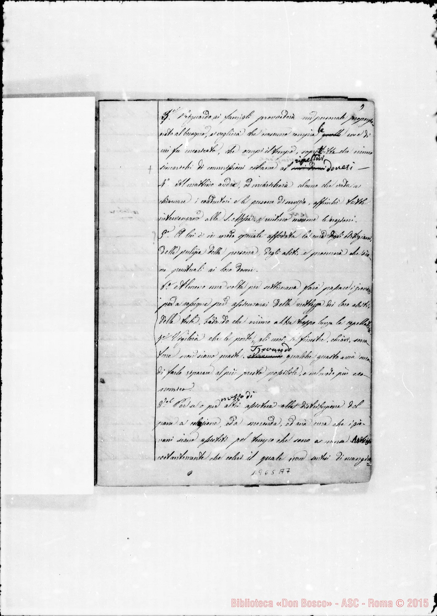 Fotogramma A 7 — Regolamento: Quaderno ms. con correz. E aggiunte autogr. Bosco