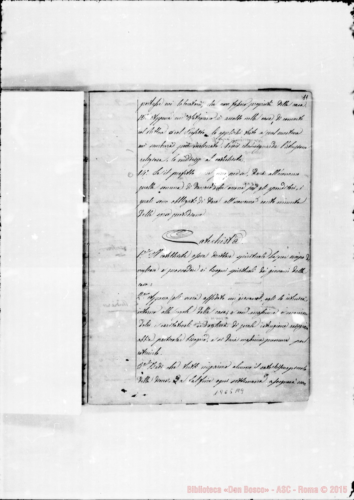 Fotogramma A 9 — Regolamento: Quaderno ms. con correz. E aggiunte autogr. Bosco