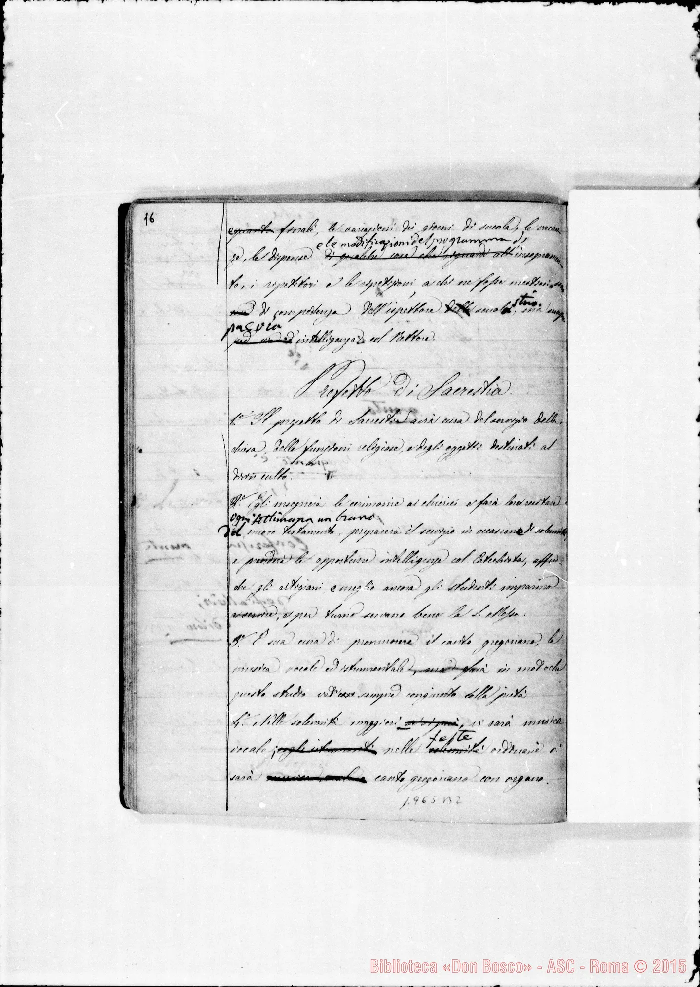 Fotogramma B 2 — Regolamento: Quaderno ms. con correz. E aggiunte autogr. Bosco