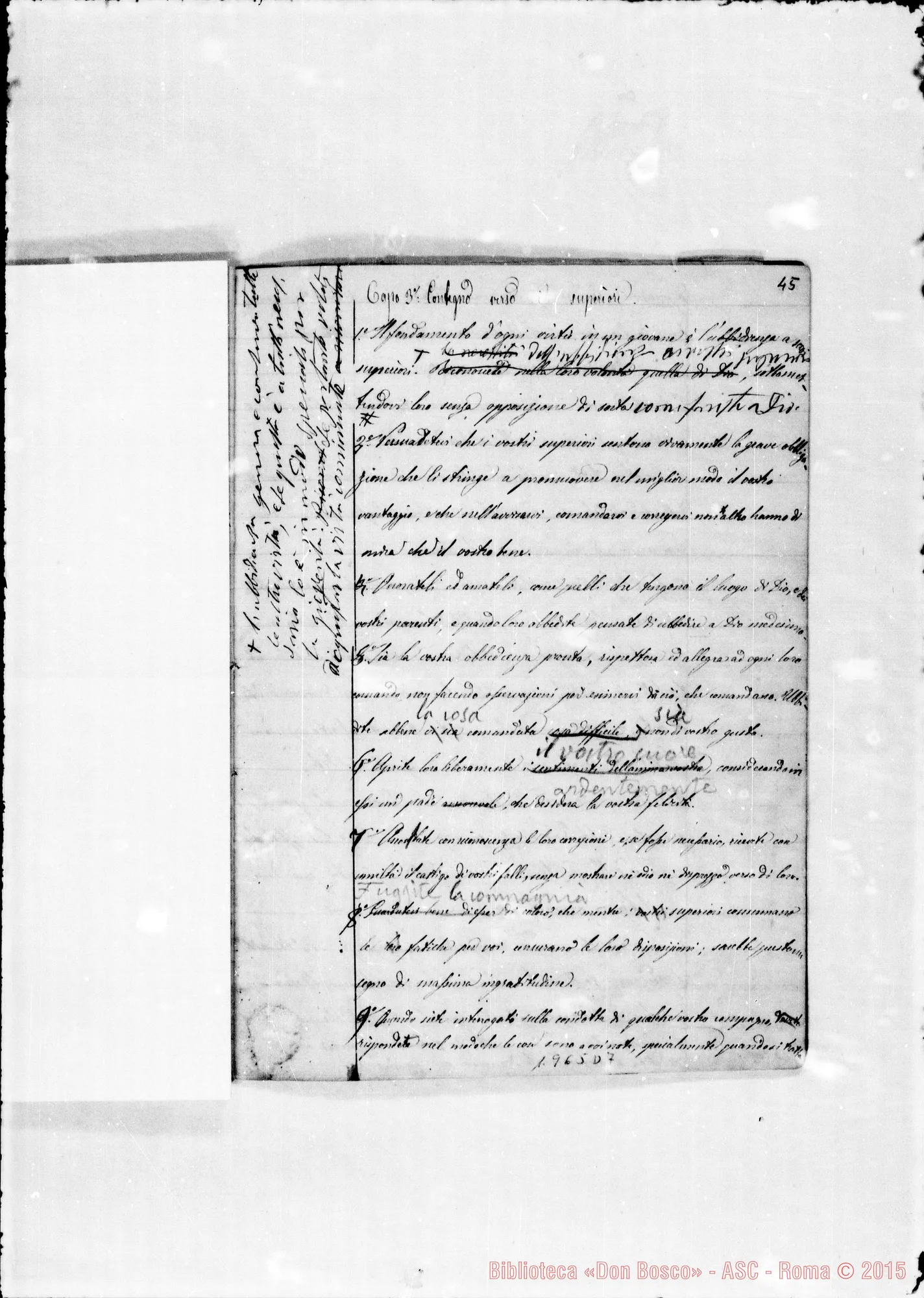 Fotogramma D 7 — Regolamento: Quaderno ms. con correz. E aggiunte autogr. Bosco