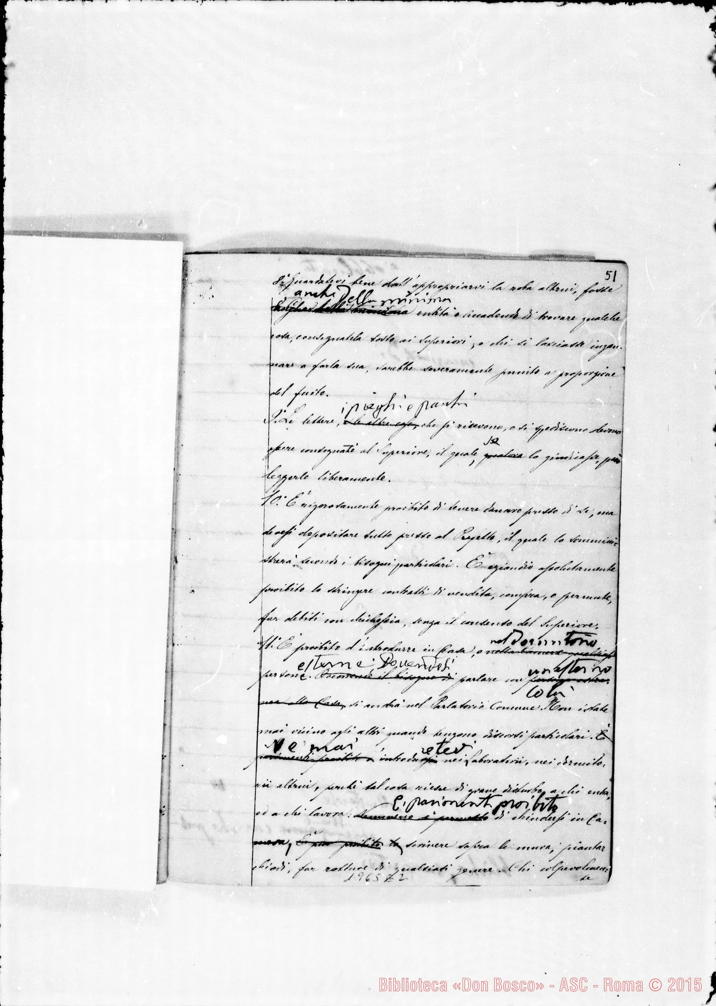 Fotogramma E 2 — Regolamento: Quaderno ms. con correz. E aggiunte autogr. Bosco