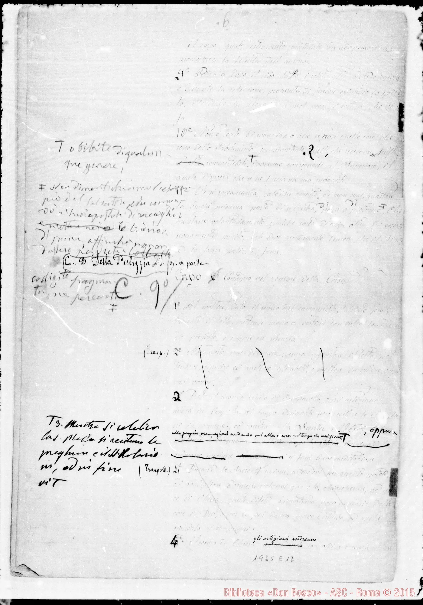 Fotogramma E 12 — Regole disciplinari. Ms. Barberis con correz. autogr. Bosco