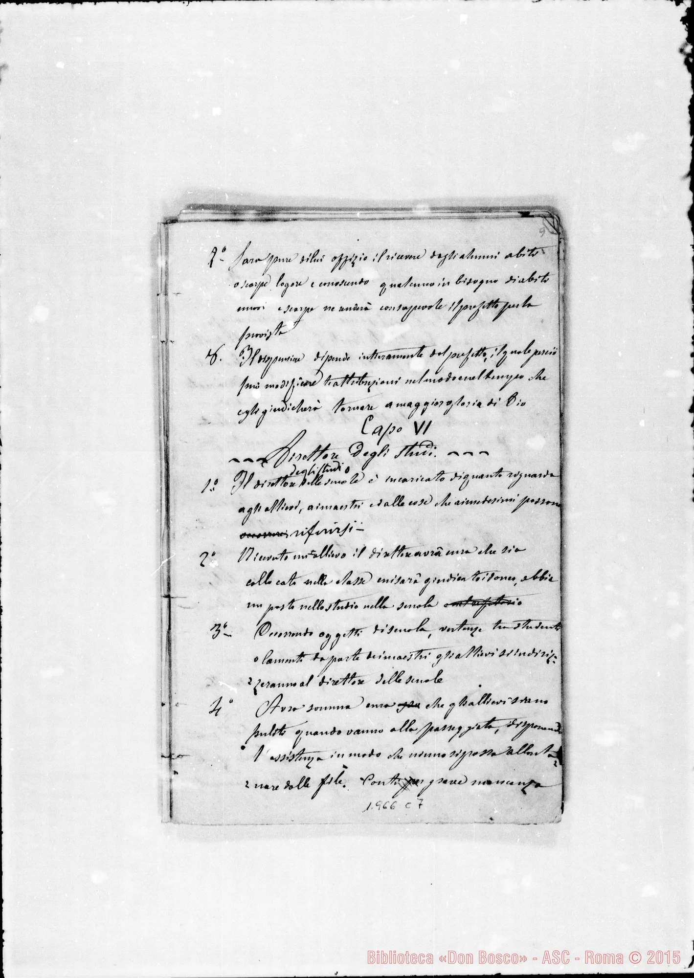 Fotogramma C 7 — Lanzo: Collegio S. Filippo Neri: Piano di Regolamento. Ms. con correz. Bosco
