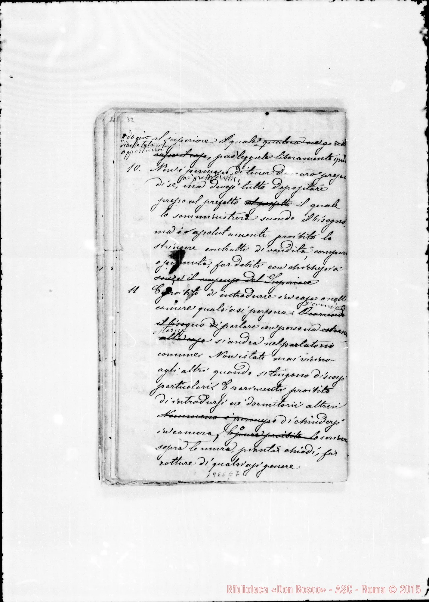 Fotogramma E 7 — Lanzo: Collegio S. Filippo Neri: Piano di Regolamento. Ms. con correz. Bosco