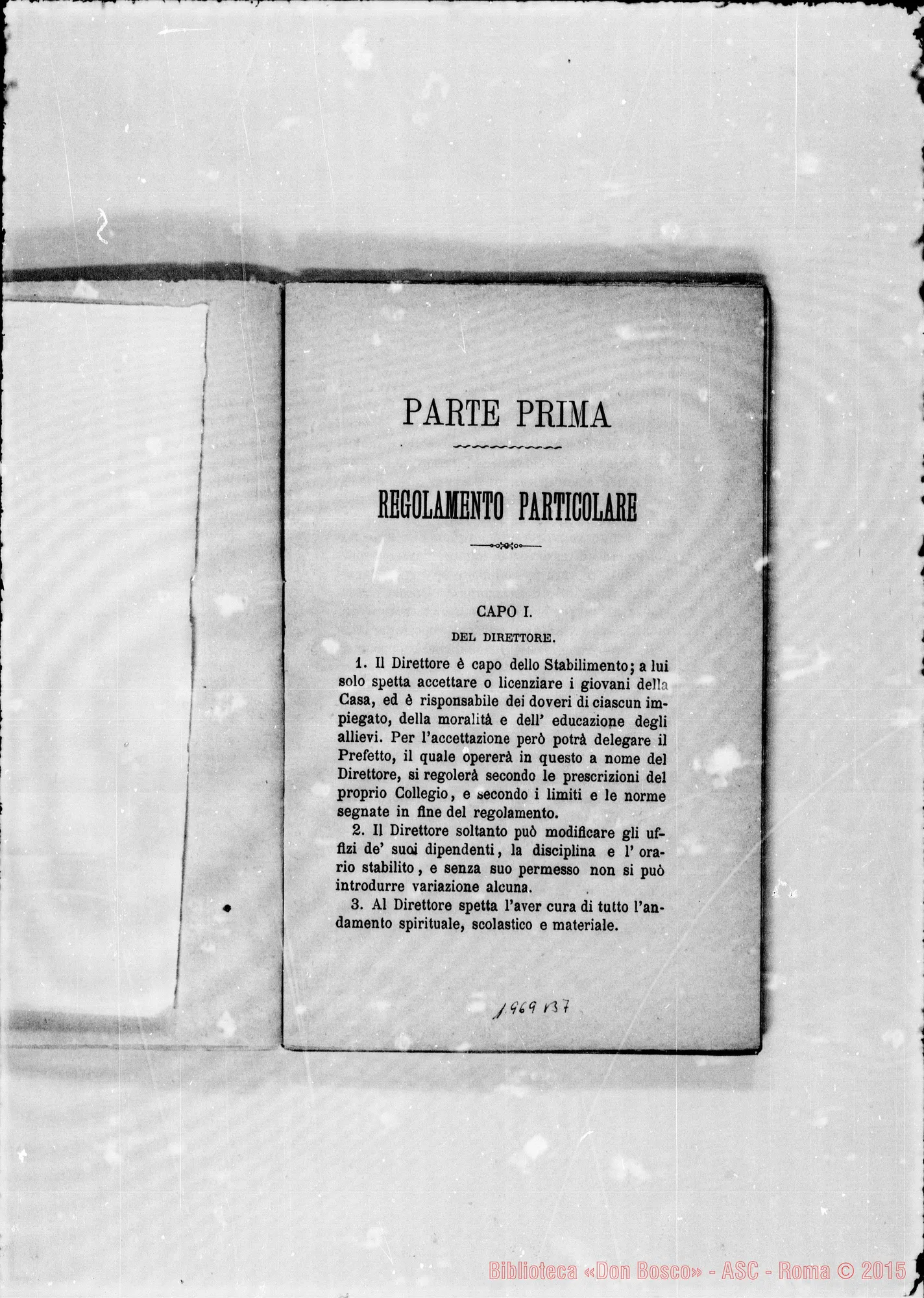 Fotogramma B 7 — Regolamento per le case. Stampato
