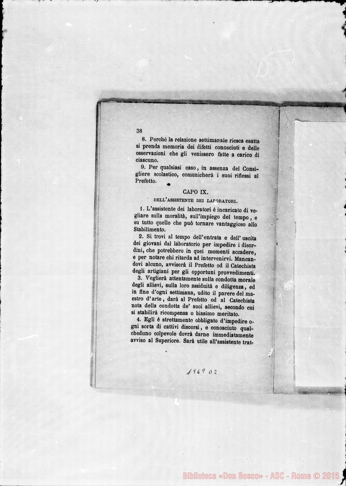 Fotogramma D 2 — Regolamento per le case. Stampato