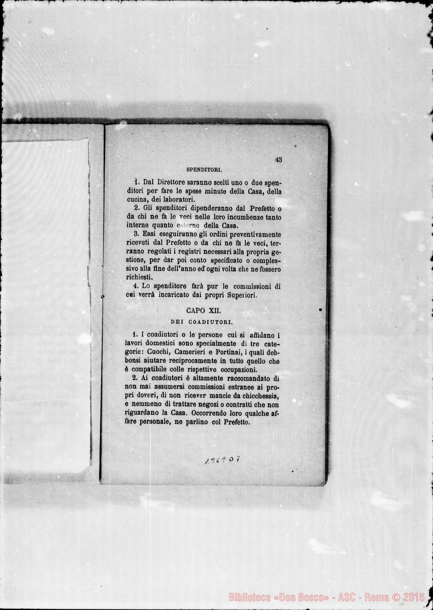 Fotogramma D 7 — Regolamento per le case. Stampato