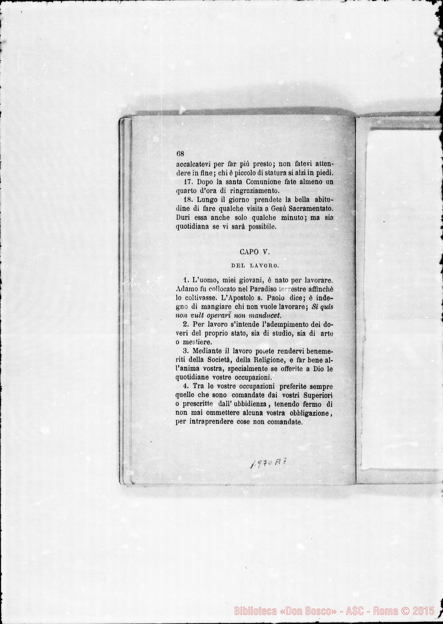 Fotogramma A 7 — Regolamento per le case. Stampato