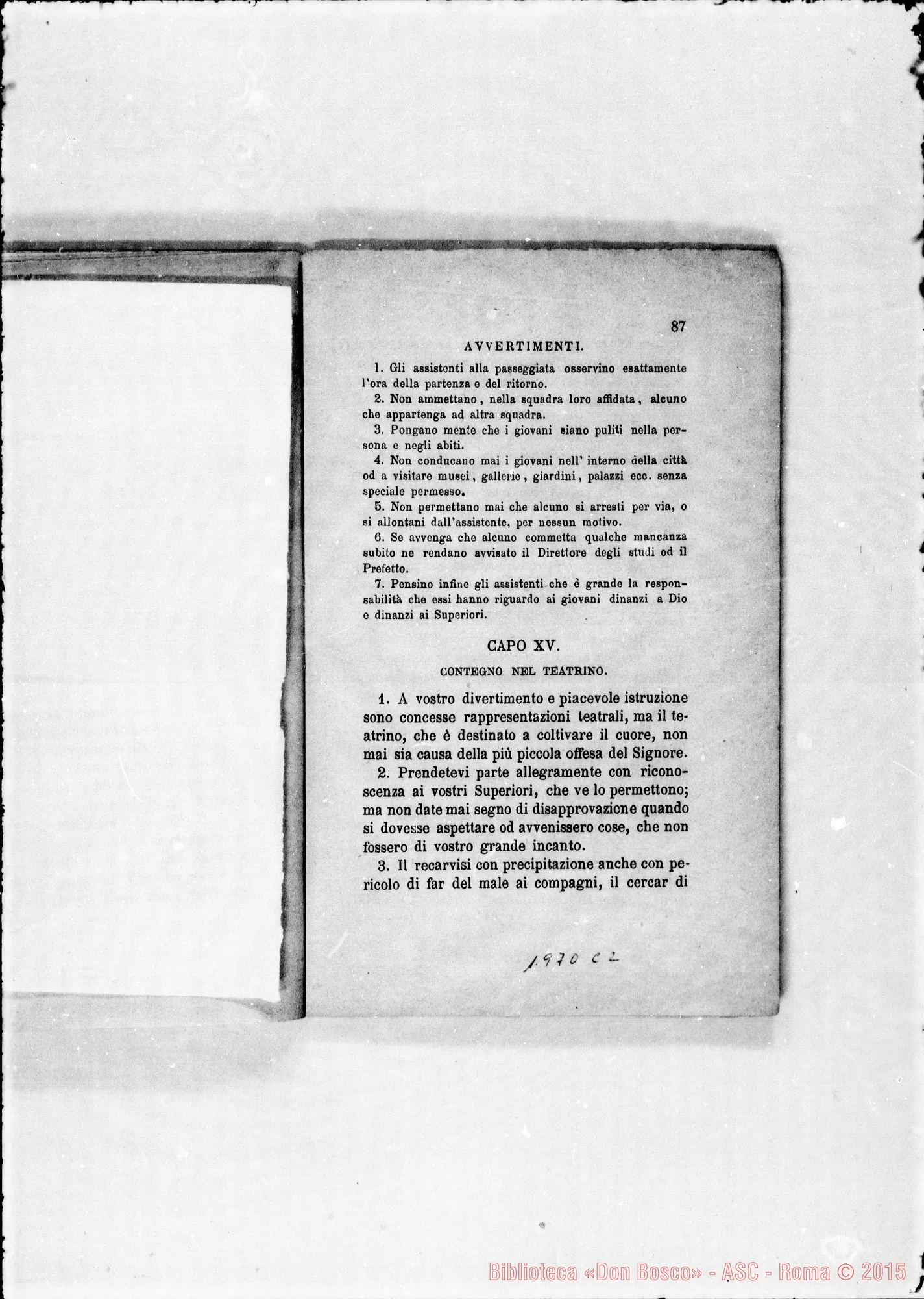 Fotogramma C 2 — Regolamento per le case. Stampato