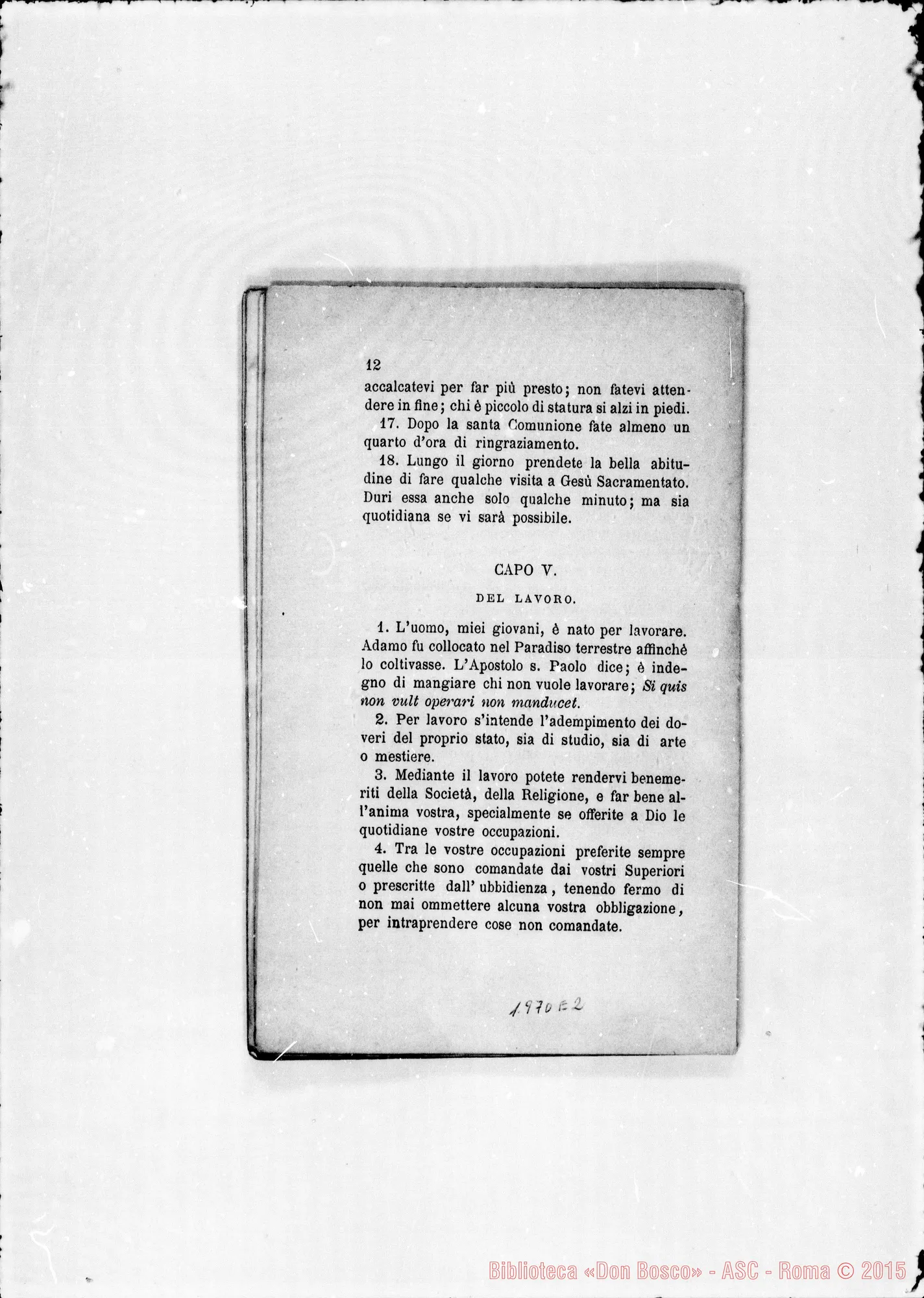 Fotogramma E 2 — Regolamento per le case (ai giovani). Stampato