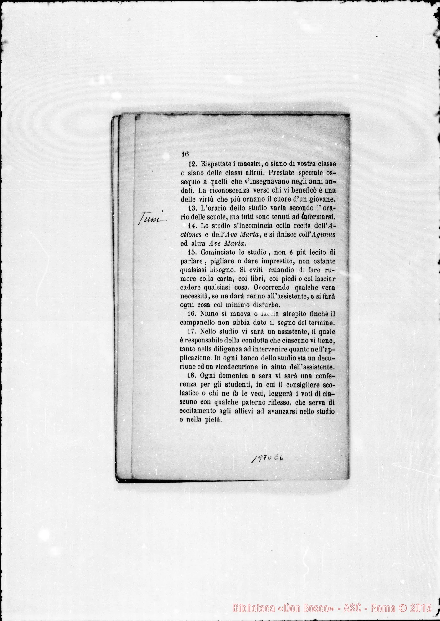 Fotogramma E 6 — Regolamento per le case (ai giovani). Stampato