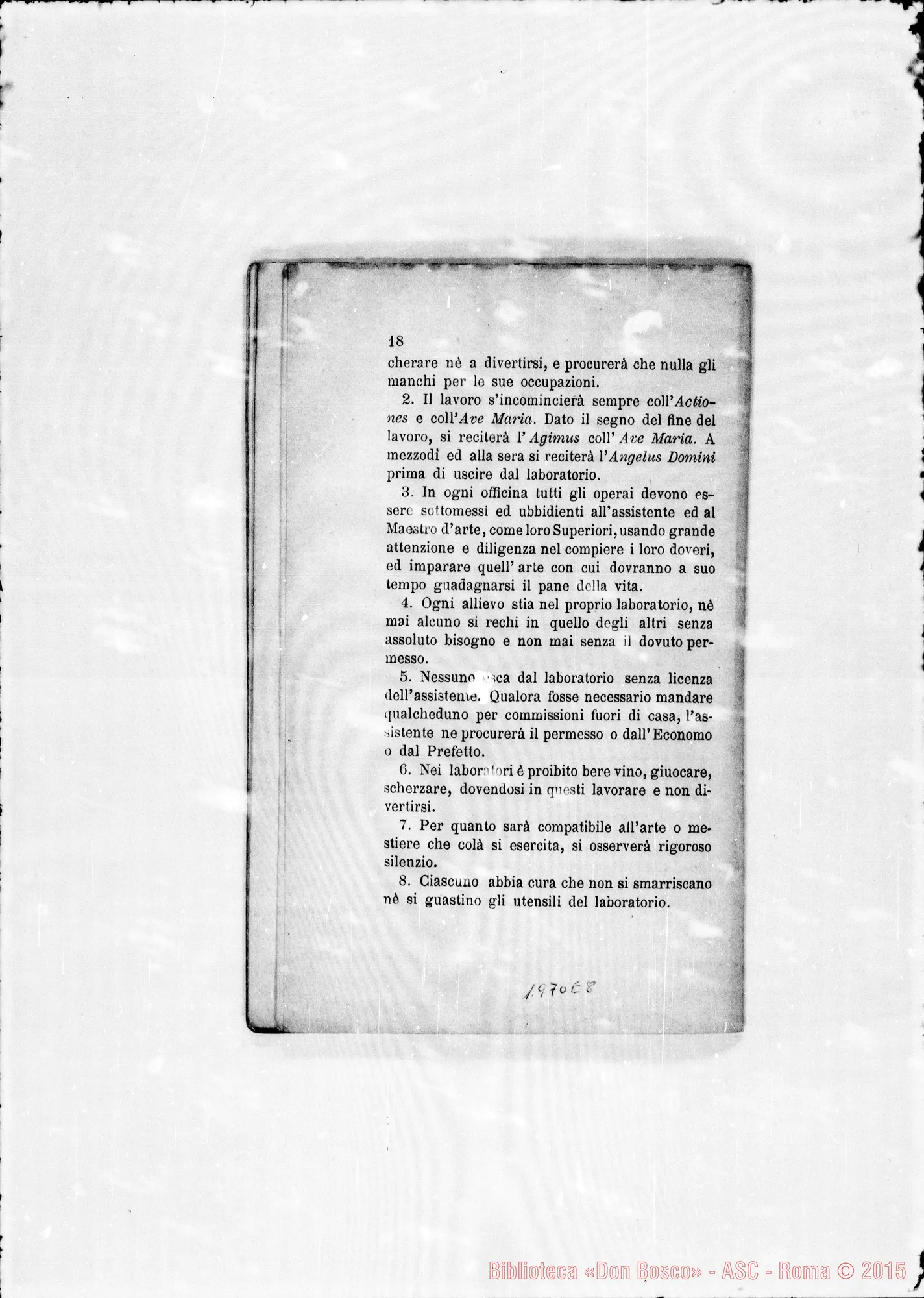 Fotogramma E 8 — Regolamento per le case (ai giovani). Stampato