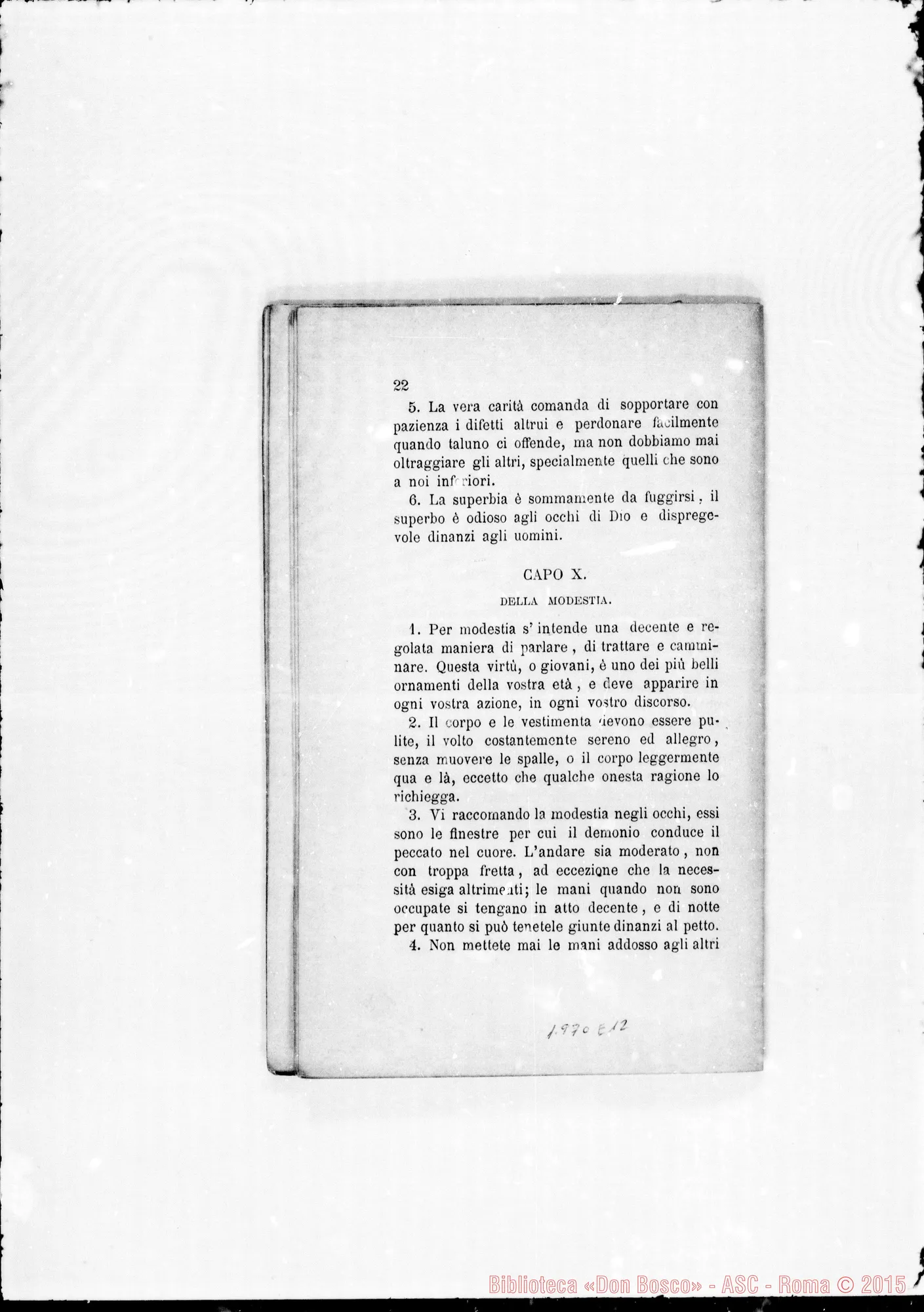 Fotogramma E 12 — Regolamento per le case (ai giovani). Stampato
