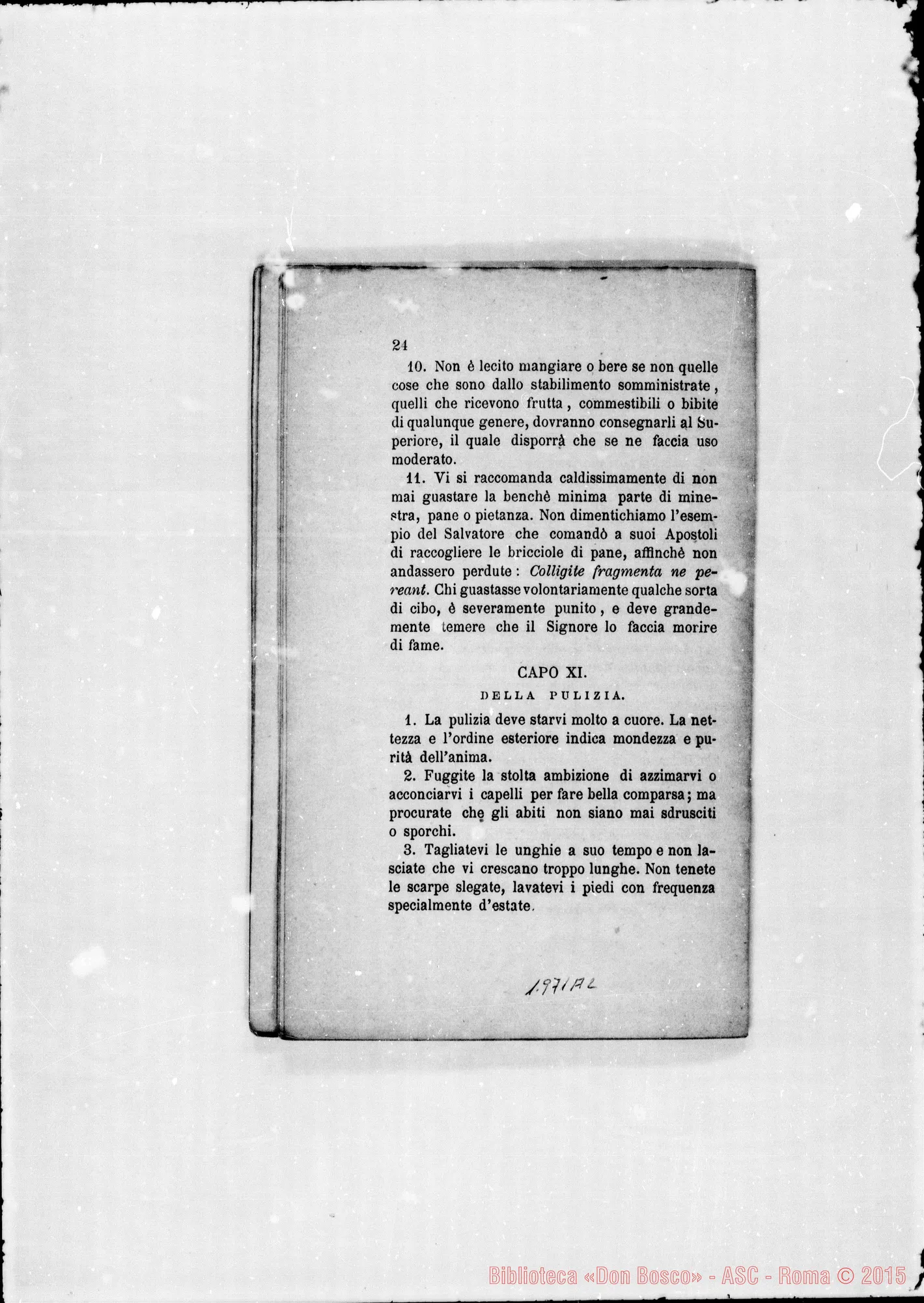 Fotogramma A 2 — Regolamento per le case (ai giovani). Stampato