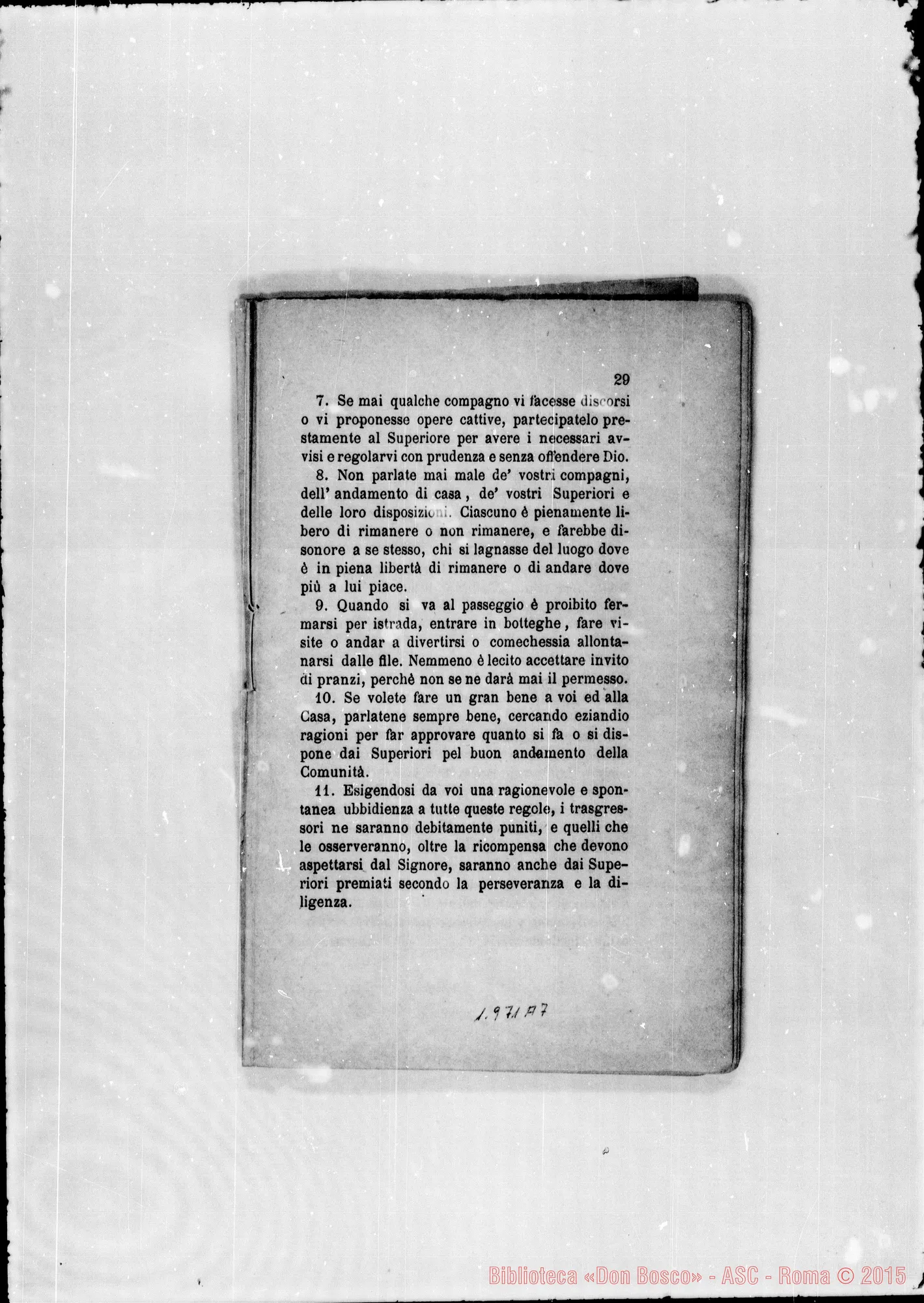 Fotogramma A 7 — Regolamento per le case (ai giovani). Stampato