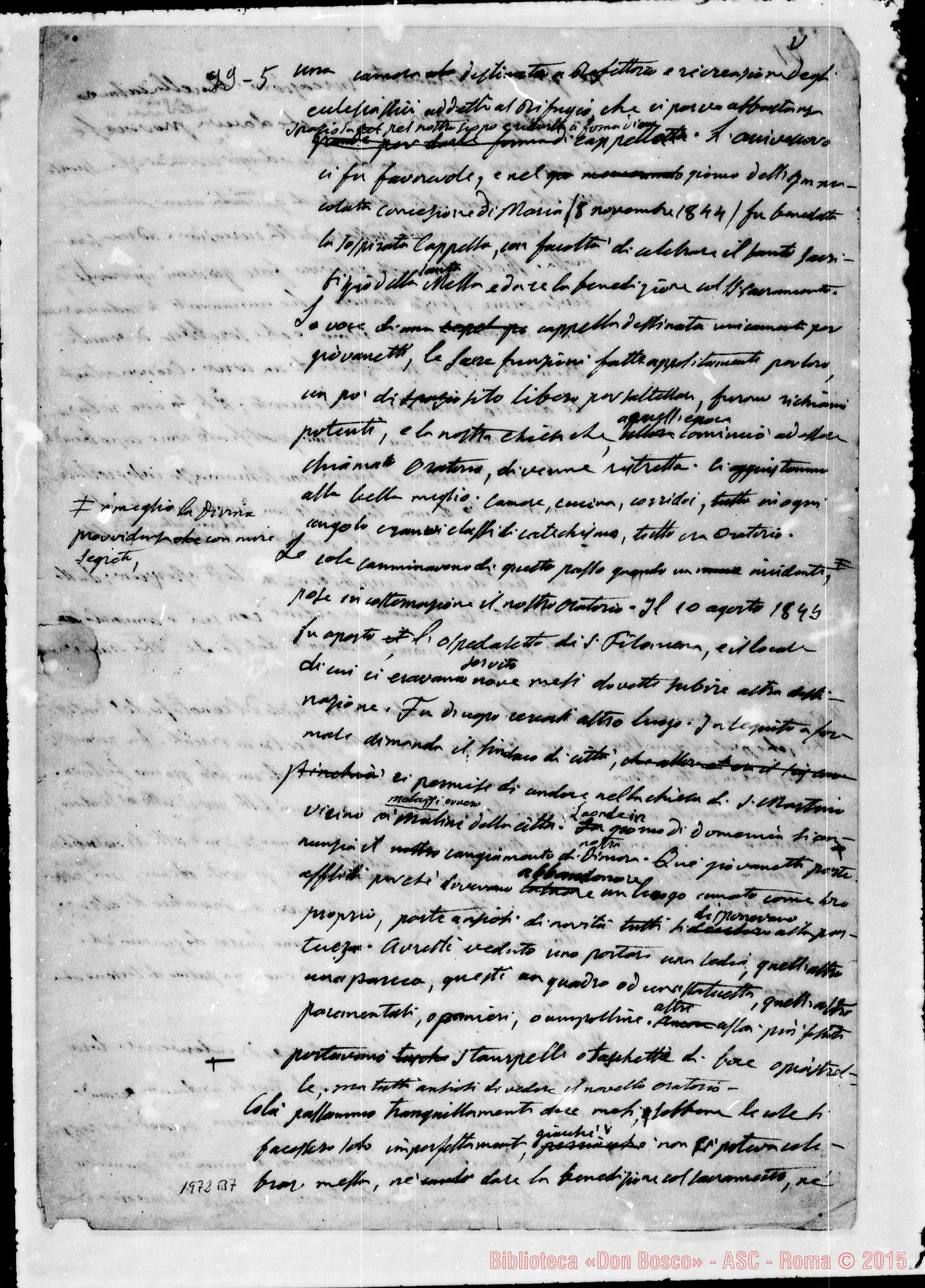 Fotogramma B 7 — Regolamento dell’Oratorio: Introduzione («Ut filios Dei») E cenni storici dell’Oratorio. Ms. autogr. Bosco