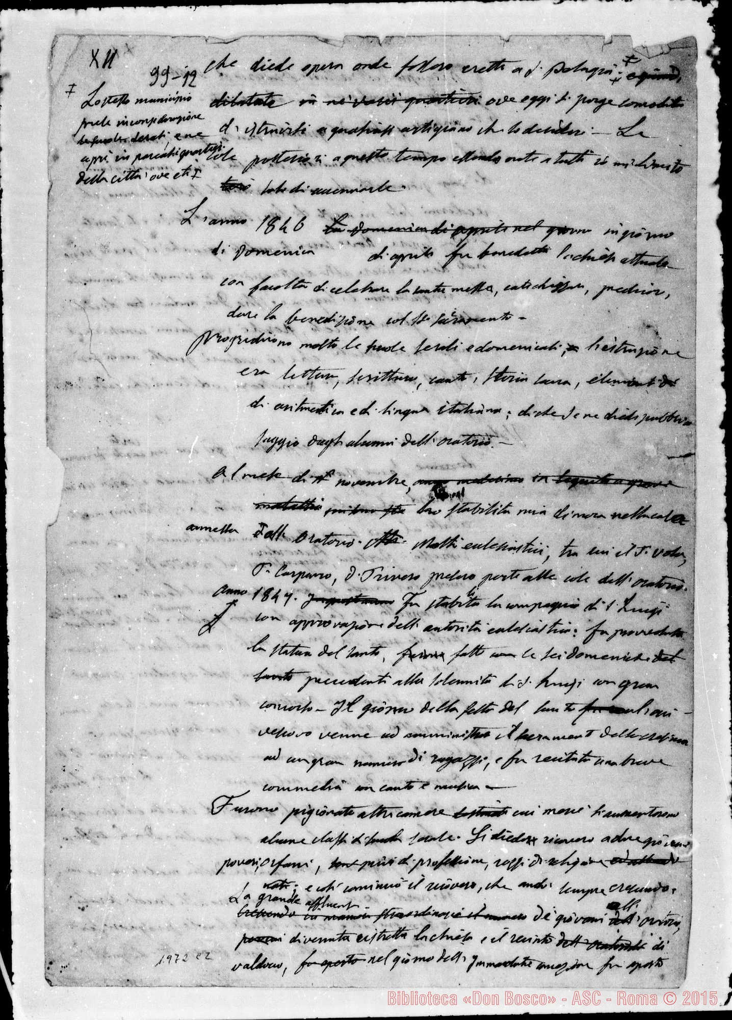Fotogramma C 2 — Regolamento dell’Oratorio: Introduzione («Ut filios Dei») E cenni storici dell’Oratorio. Ms. autogr. Bosco