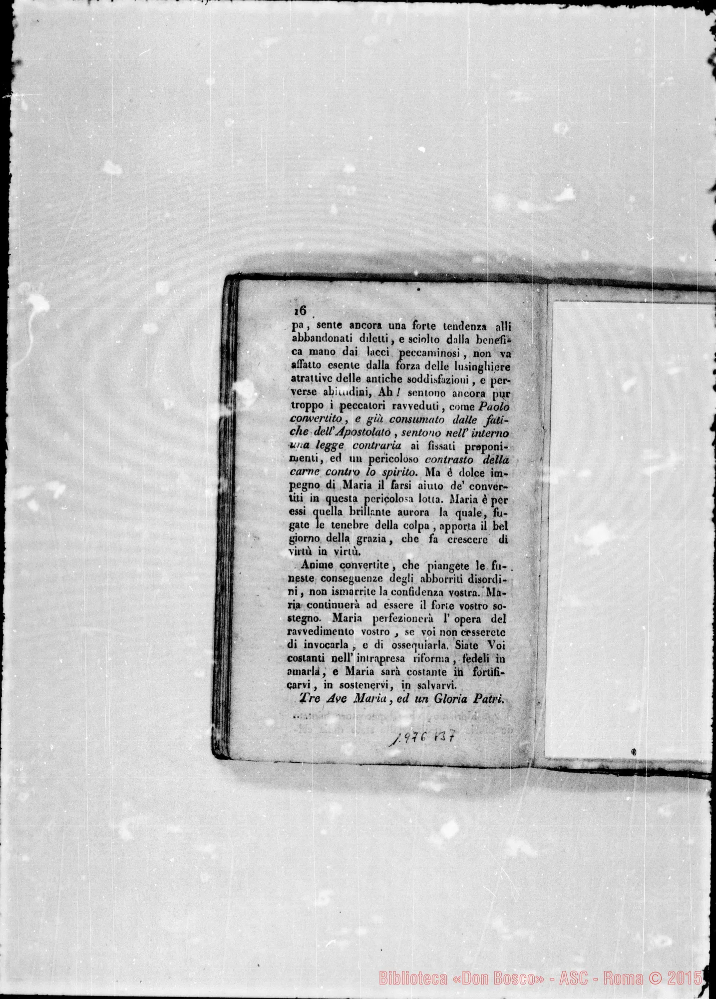 Fotogramma B 7 — «Brevi'considerazioni ossia Divota Novena…» Stampato nel 1820 con correz. E aggiunte autogr. Bosco. Per la stampa