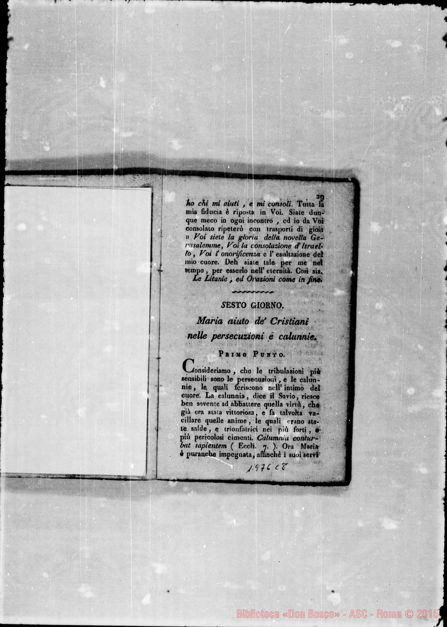 Fotogramma C 8 — «Brevi'considerazioni ossia Divota Novena…» Stampato nel 1820 con correz. E aggiunte autogr. Bosco. Per la stampa