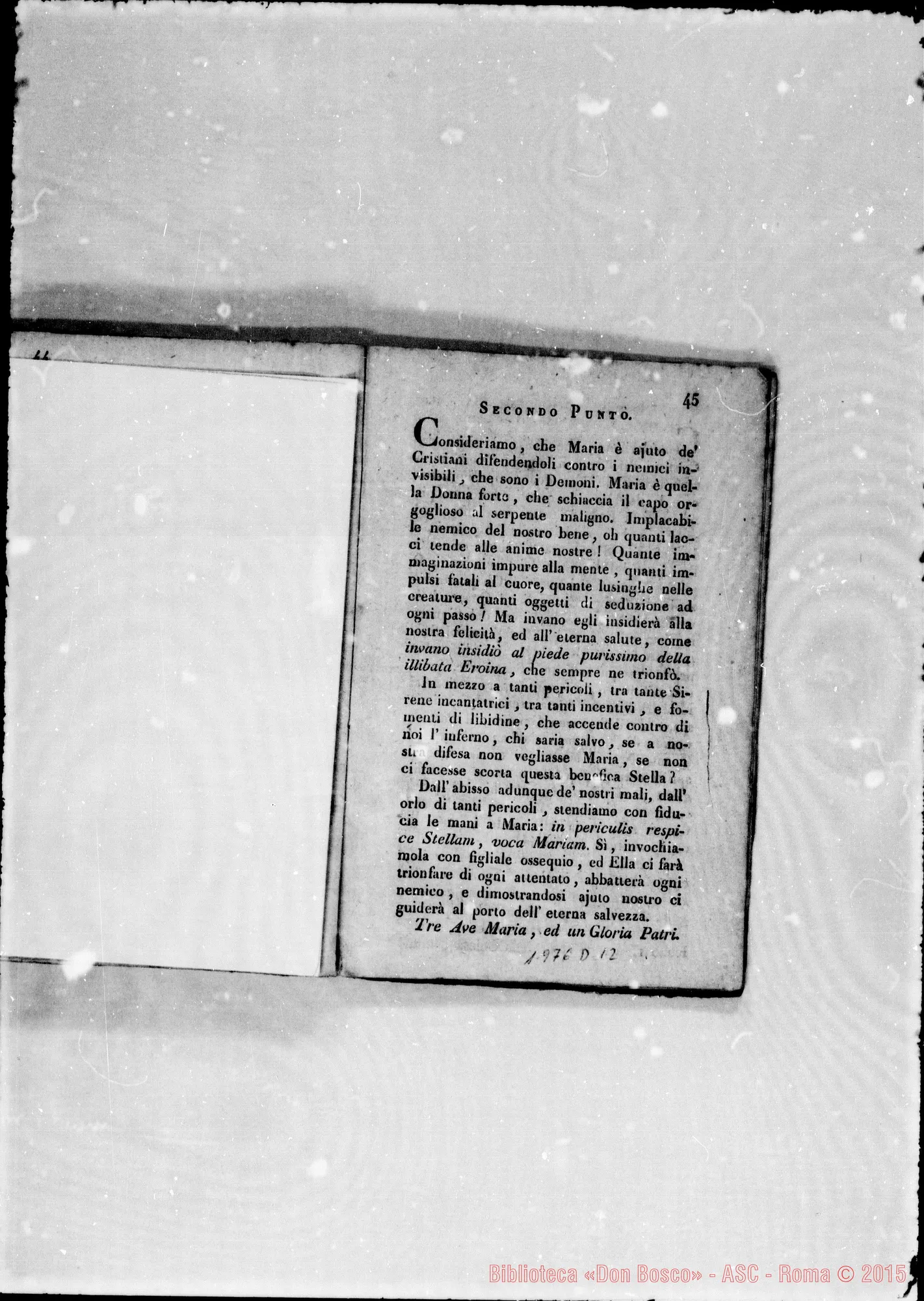Fotogramma D 12 — «Brevi'considerazioni ossia Divota Novena…» Stampato nel 1820 con correz. E aggiunte autogr. Bosco. Per la stampa