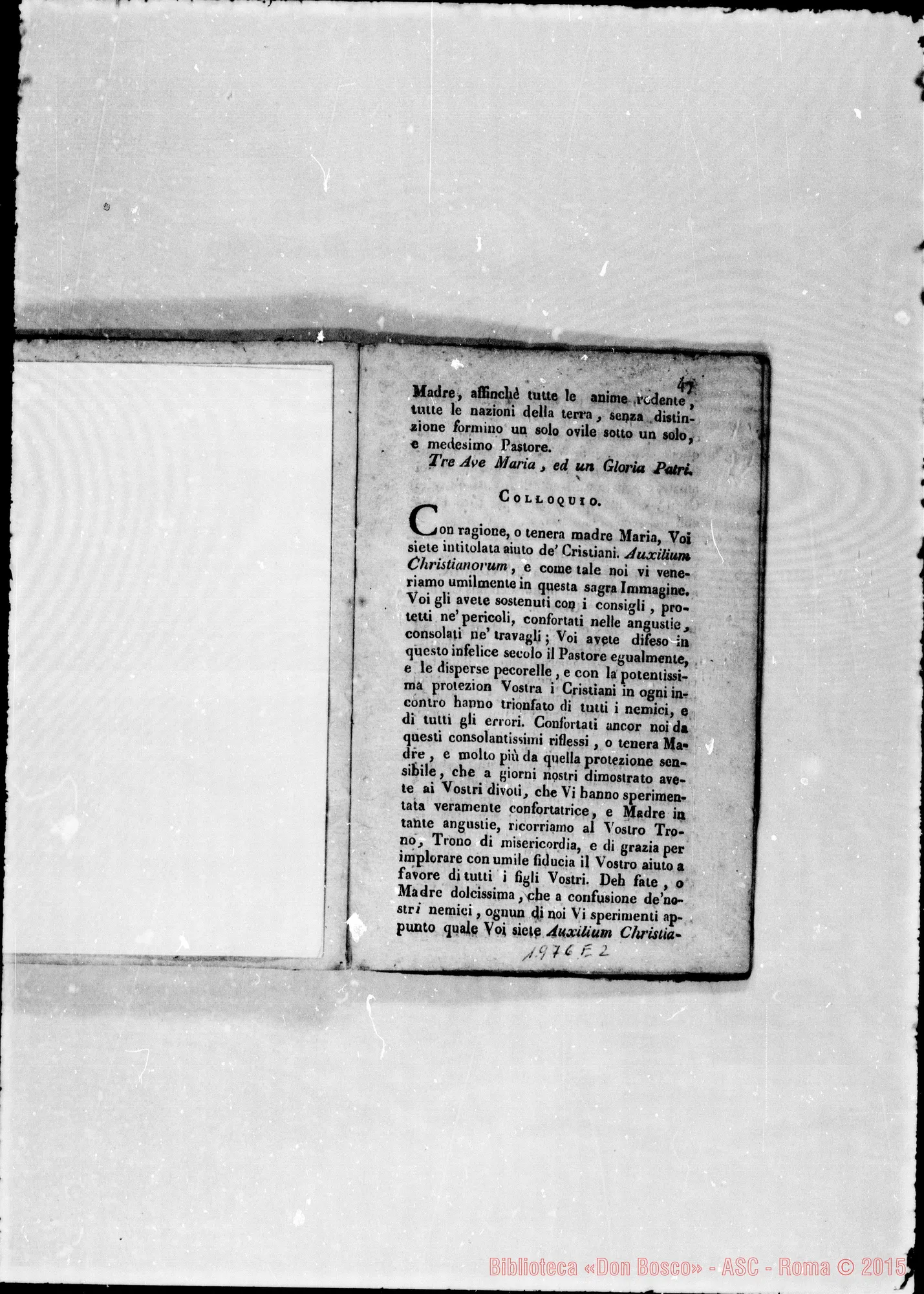 Fotogramma E 2 — «Brevi'considerazioni ossia Divota Novena…» Stampato nel 1820 con correz. E aggiunte autogr. Bosco. Per la stampa