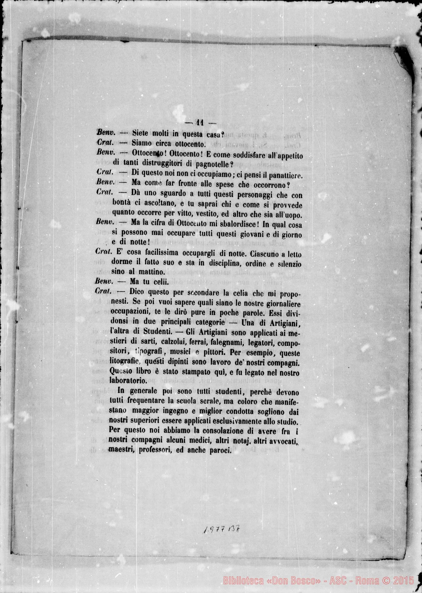 Fotogramma B 7 — Rimembranza… pietra angolare… M.A. Anche dialogo commemorativo. Stampato, Cfr. originale, con autografi Bosco, nella posizione 332 D 6