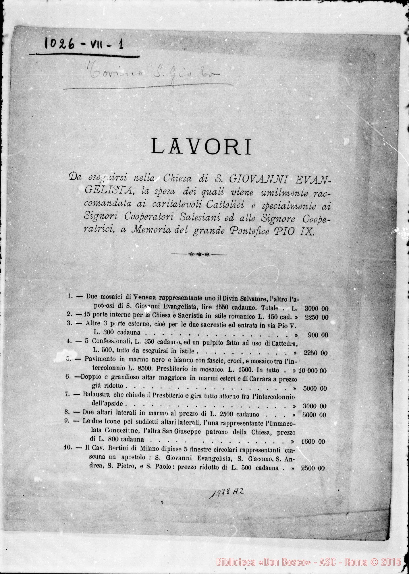 Fotogramma A 2 — Lavori da eseguirsi… Bilancio. Stampato