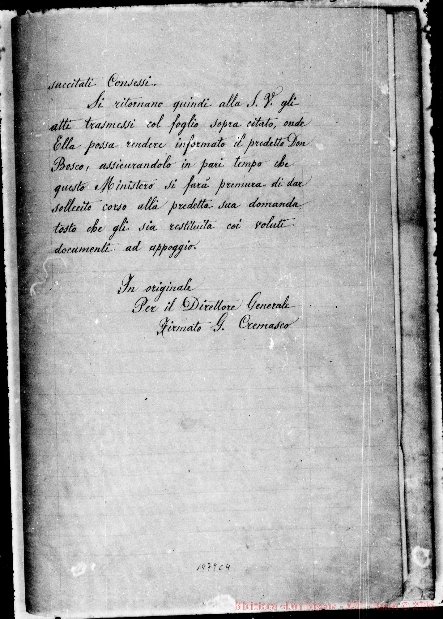 Fotogramma C 4 — Presentazione, per parte di D. Bosco, dei Disegni, Relazione E Perizia… Pratica di diversi documenti con firme autogr. Bosco