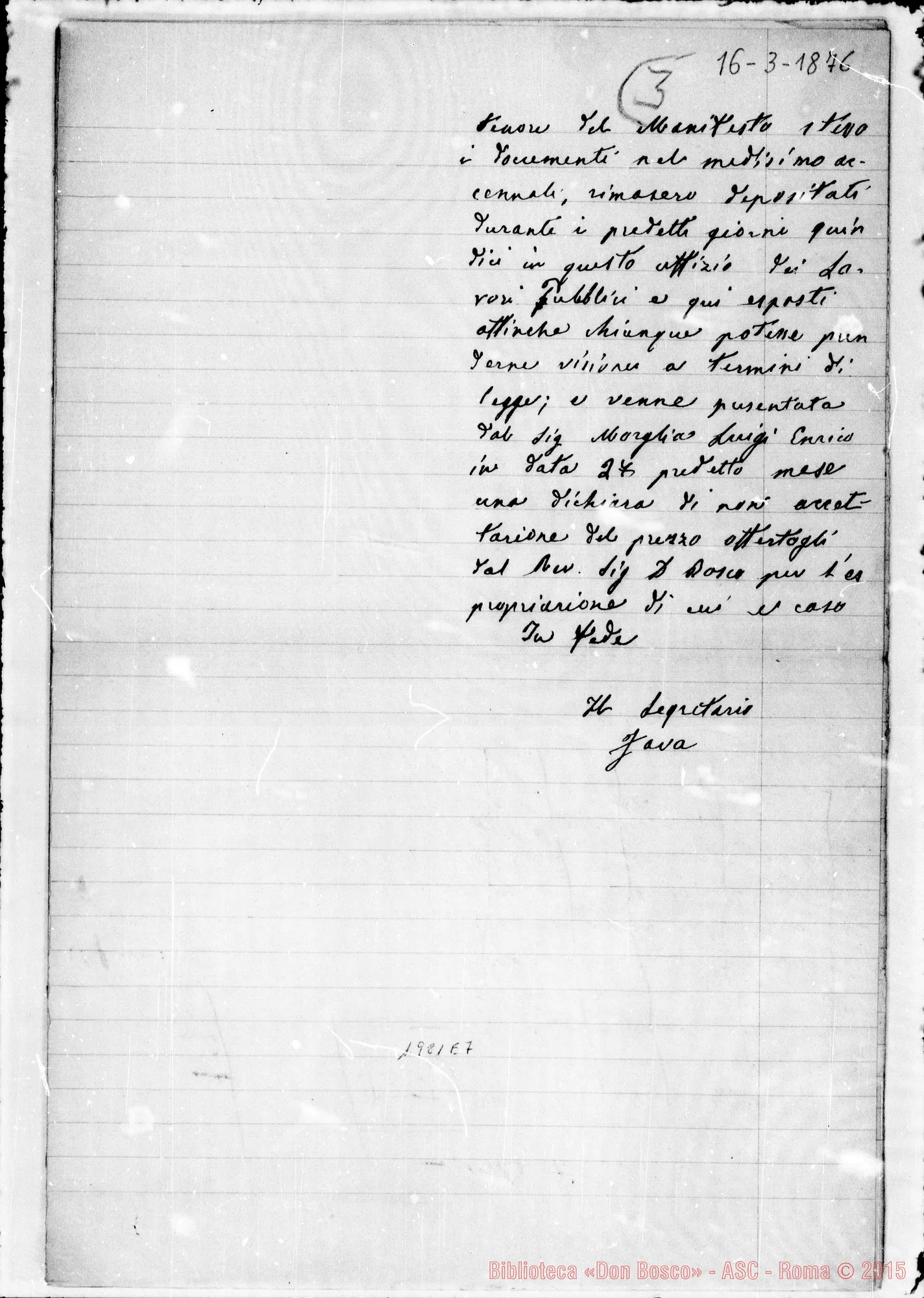 Fotogramma E 7 — Dichiarazione del segret. Fava. Copia di D. Lemoyne