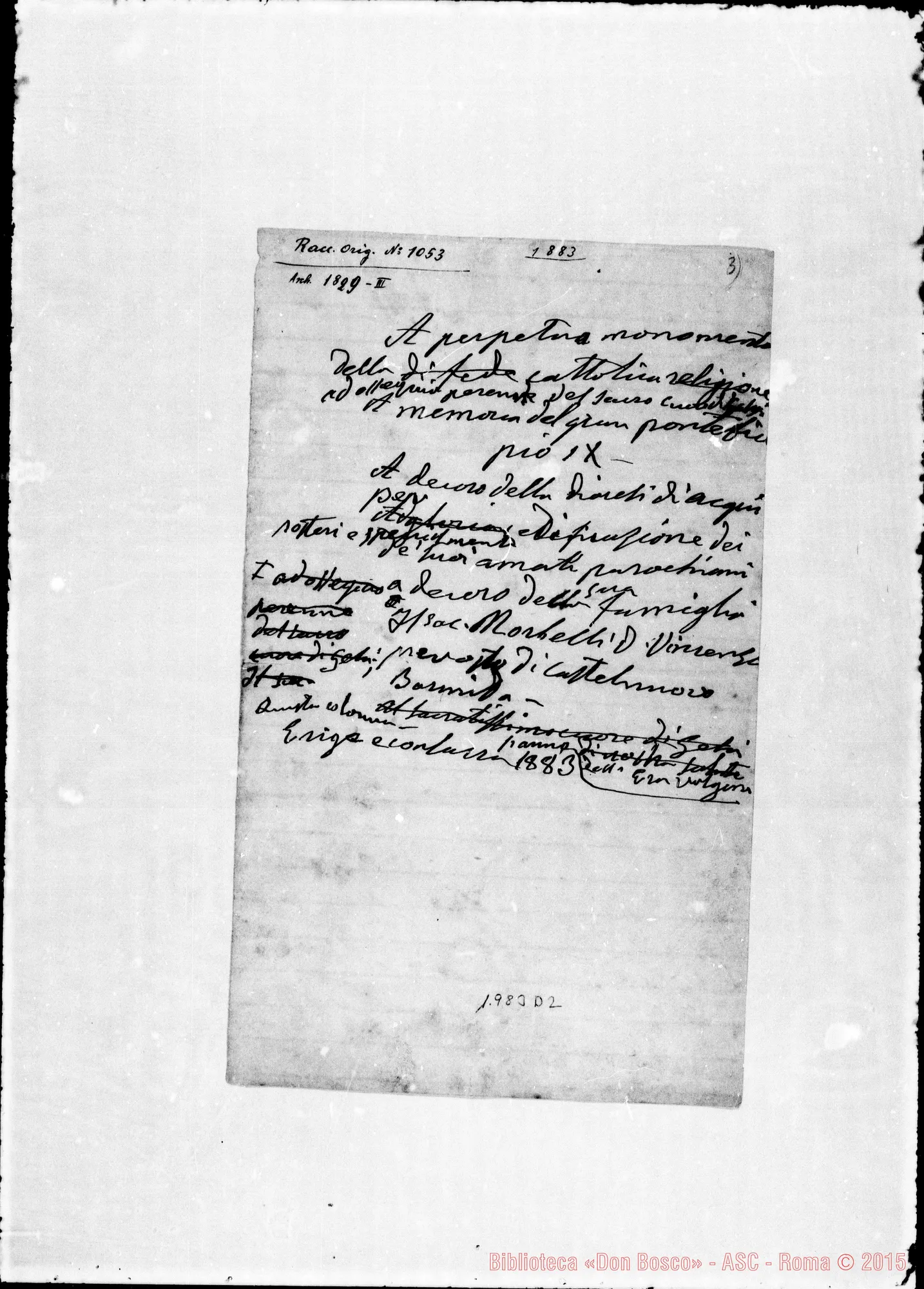 Fotogramma D 2 — «A perpetua…» Ms. autogr. Bosco
