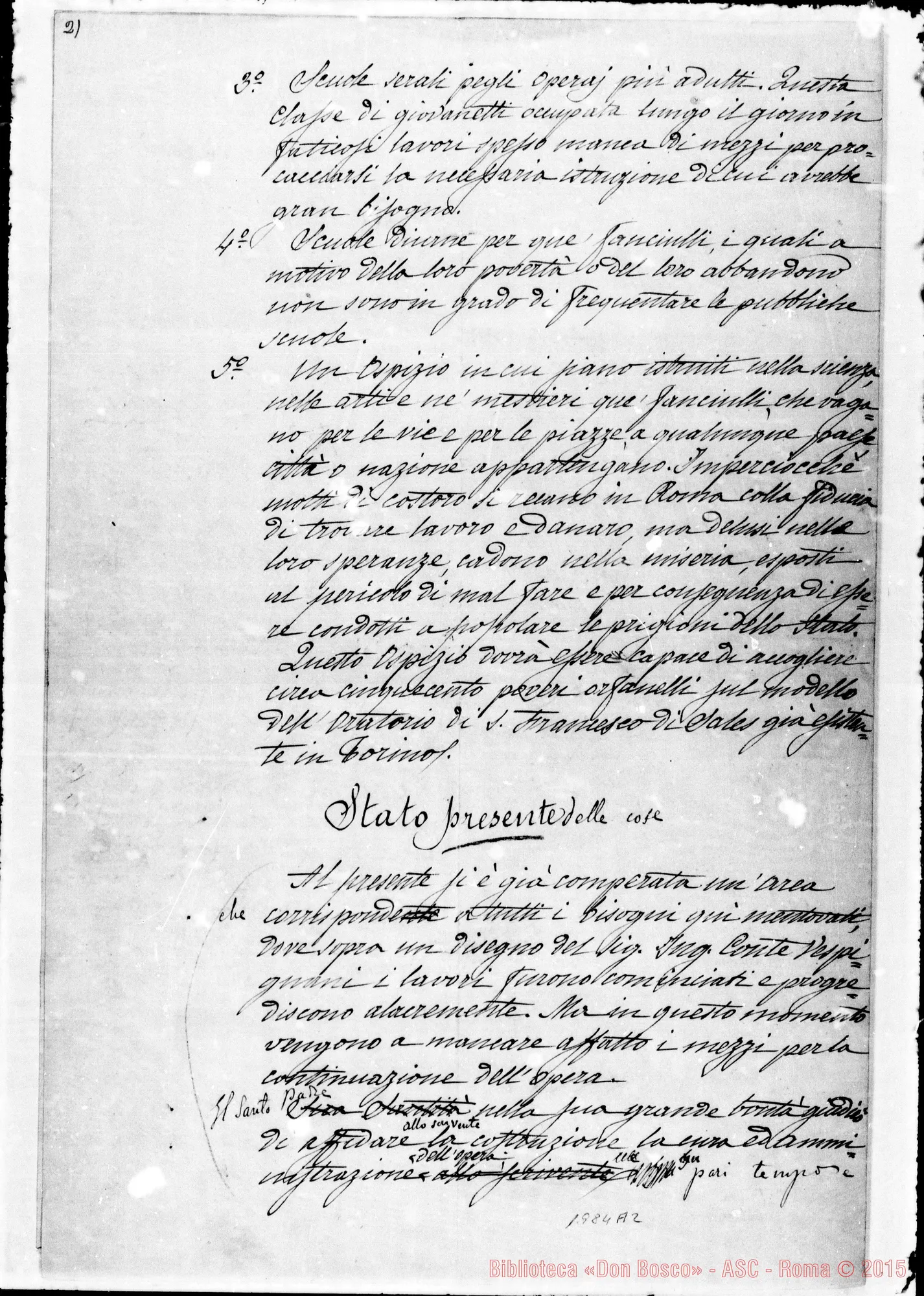 Fotogramma A 2 — Copia con correz. ms. Vide anche: Questa circolare stampata E note ms. alla posiz. 1.374 D 5