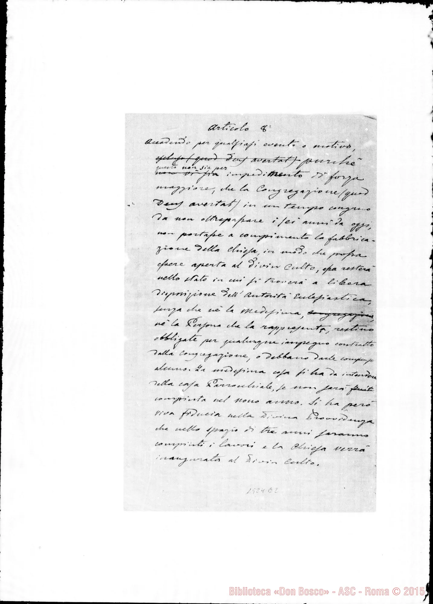 Fotogramma E 2 — Proposta da firmarsi dal Superiore generale della Congregazione
