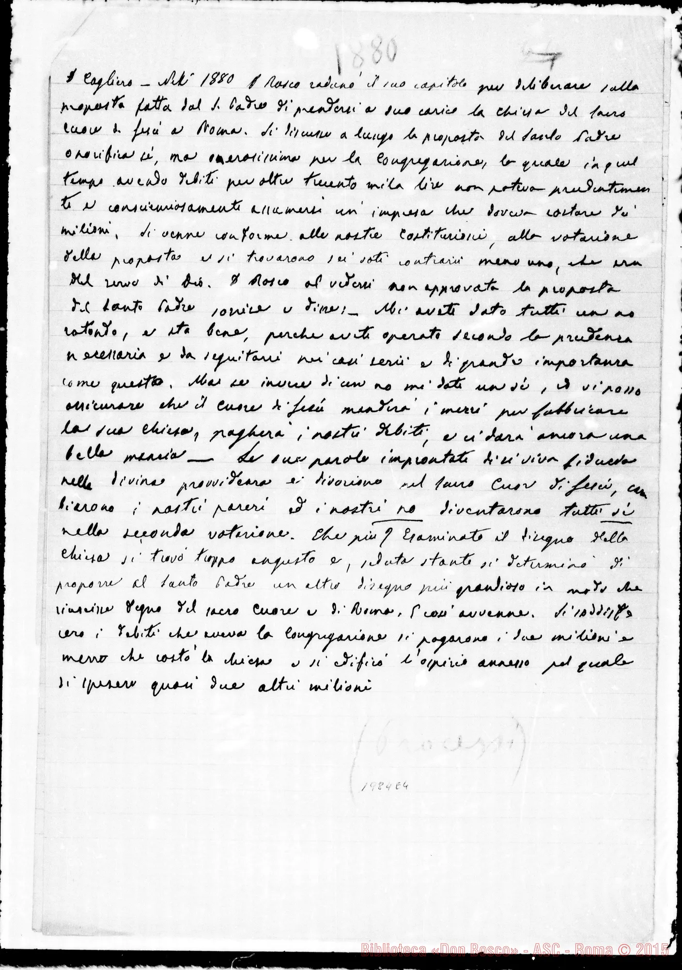Fotogramma E 4 — Note di D. Lemoyne: D. Bosco raduna il suo Capitolo
