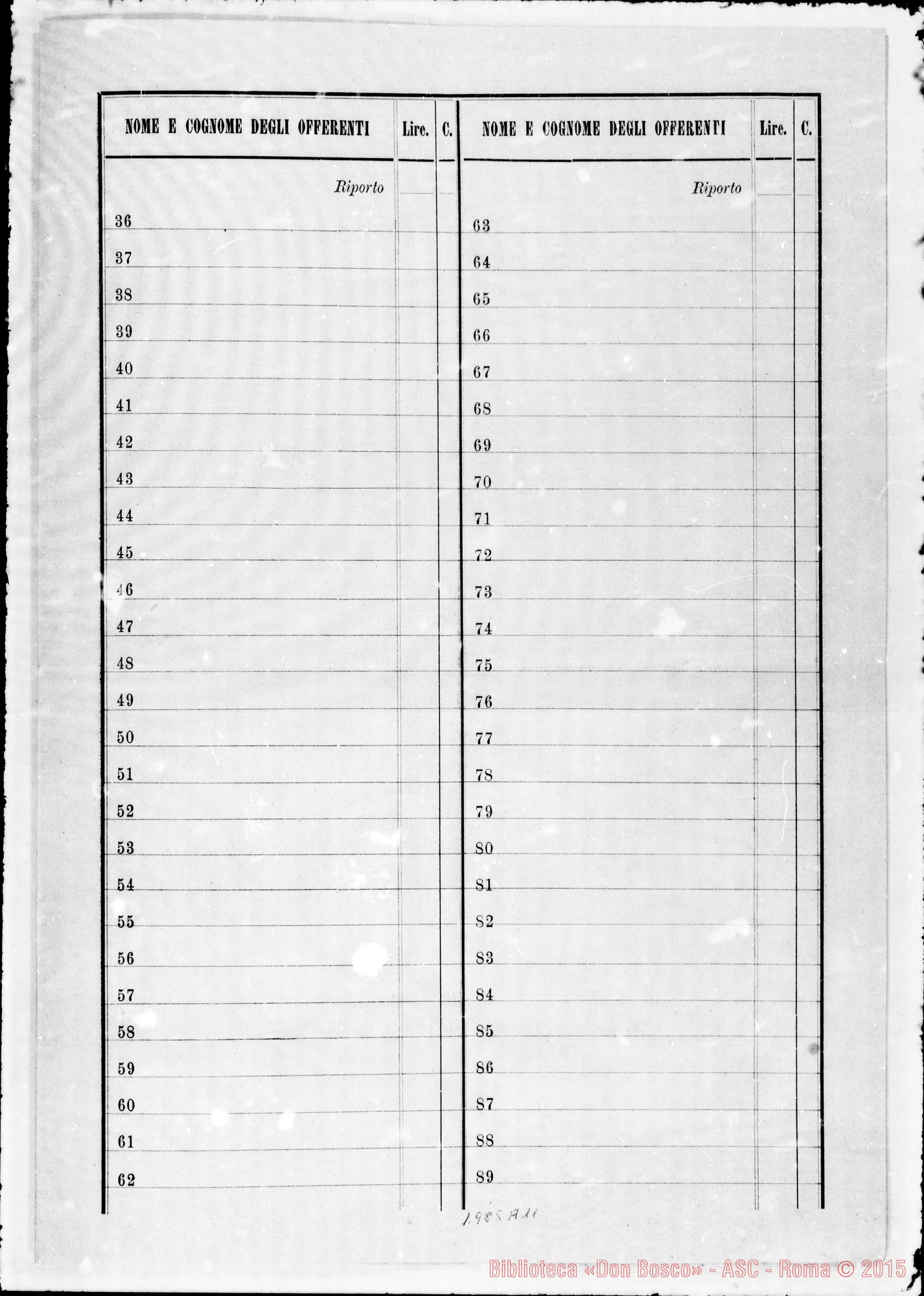 Fotogramma A 11 — Voto Nazionale degli italiani. Modulo stampato