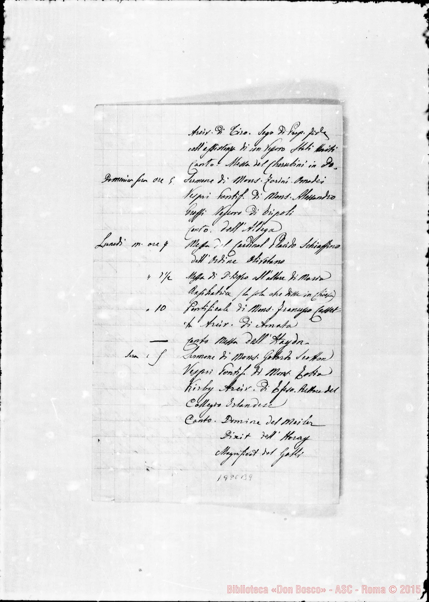 Fotogramma B 9 — Lettera A D. Lemoyne da Roma presentando relazione delle feste