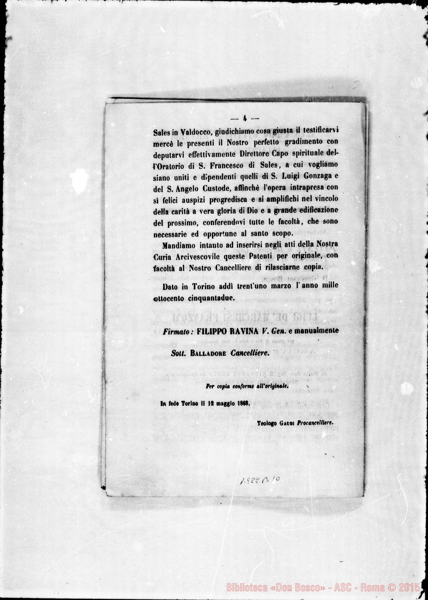 Fotogramma B 10 — Sulle COSTITUZIONI: Notitia Brevis. Stampato con correz. (ASC 133) sul nome «autografi-notitia brevis»
