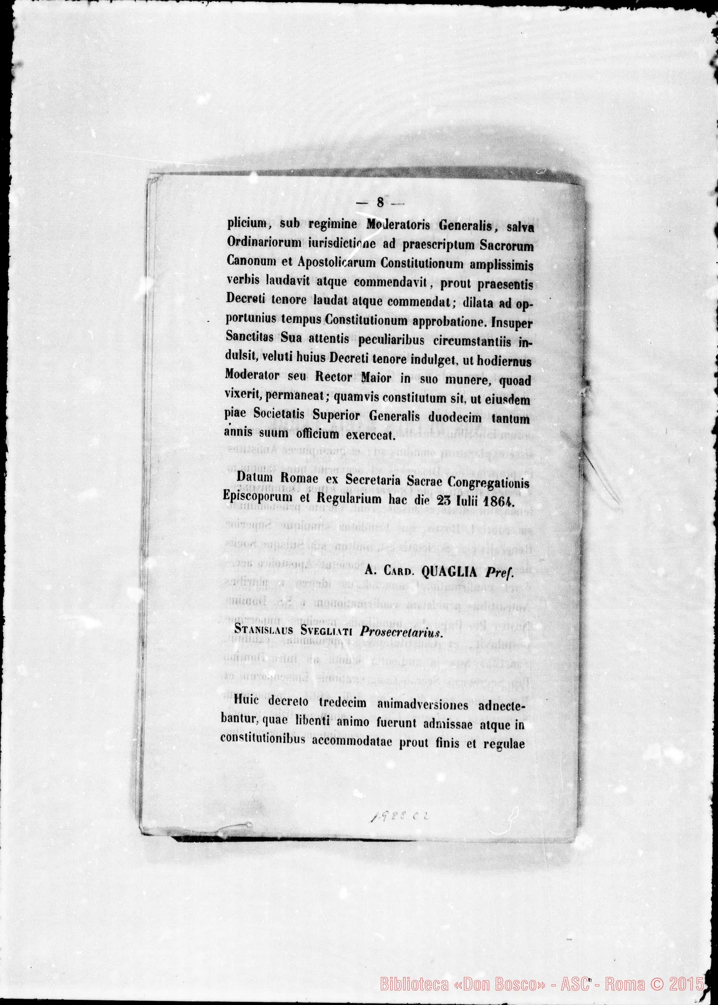 Fotogramma C 2 — Sulle COSTITUZIONI: Notitia Brevis. Stampato con correz. (ASC 133) sul nome «autografi-notitia brevis»